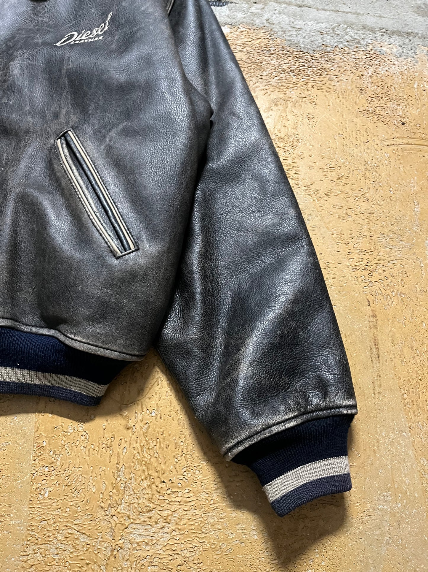 Diesel leather embroidered jacket - M