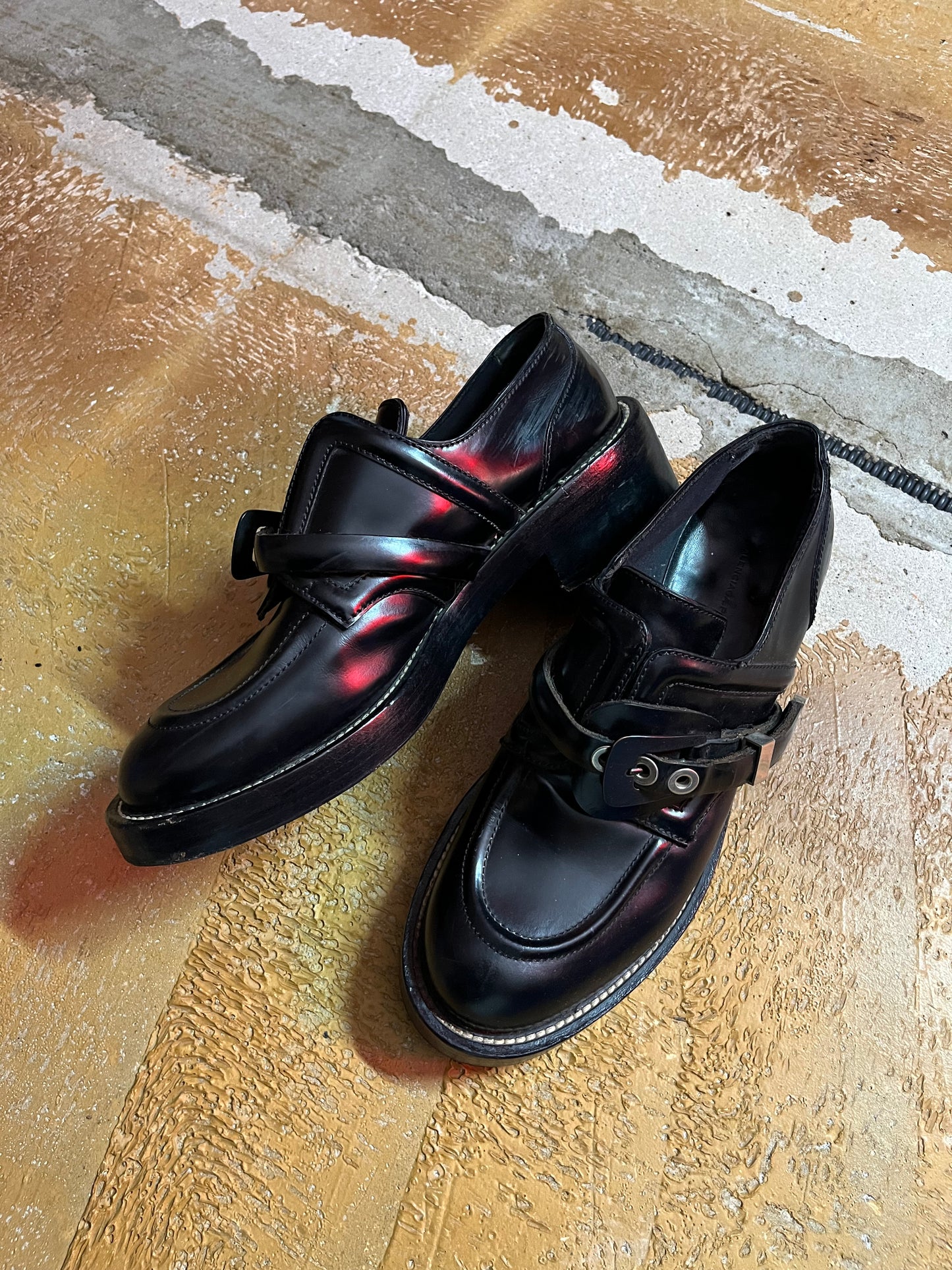 Balenciaga black belt leather boots - 42