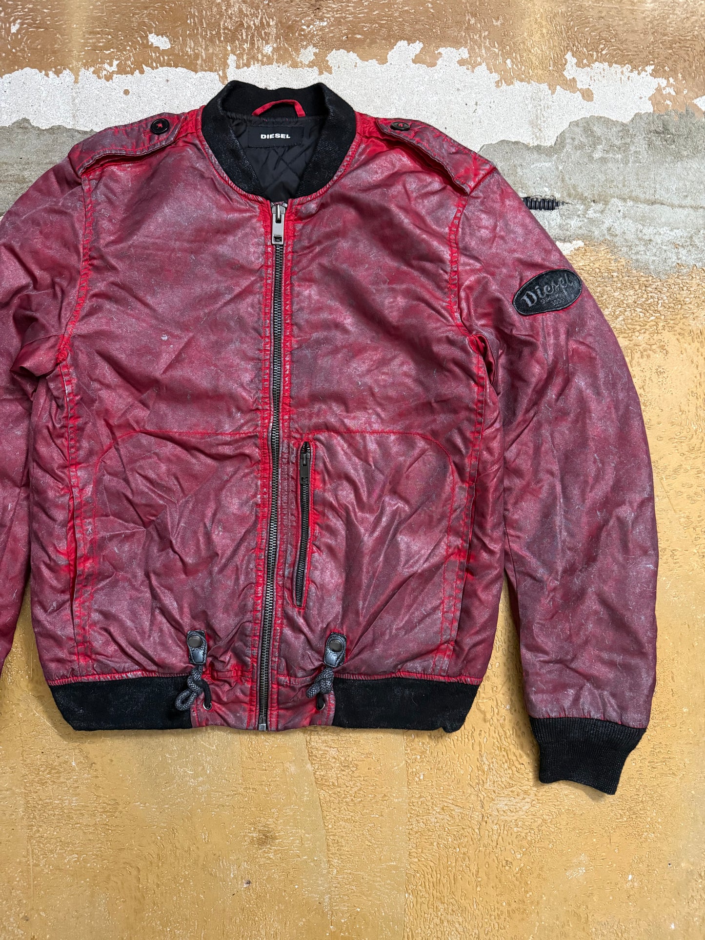 Diesel vintage red waxed bomber jacket - M