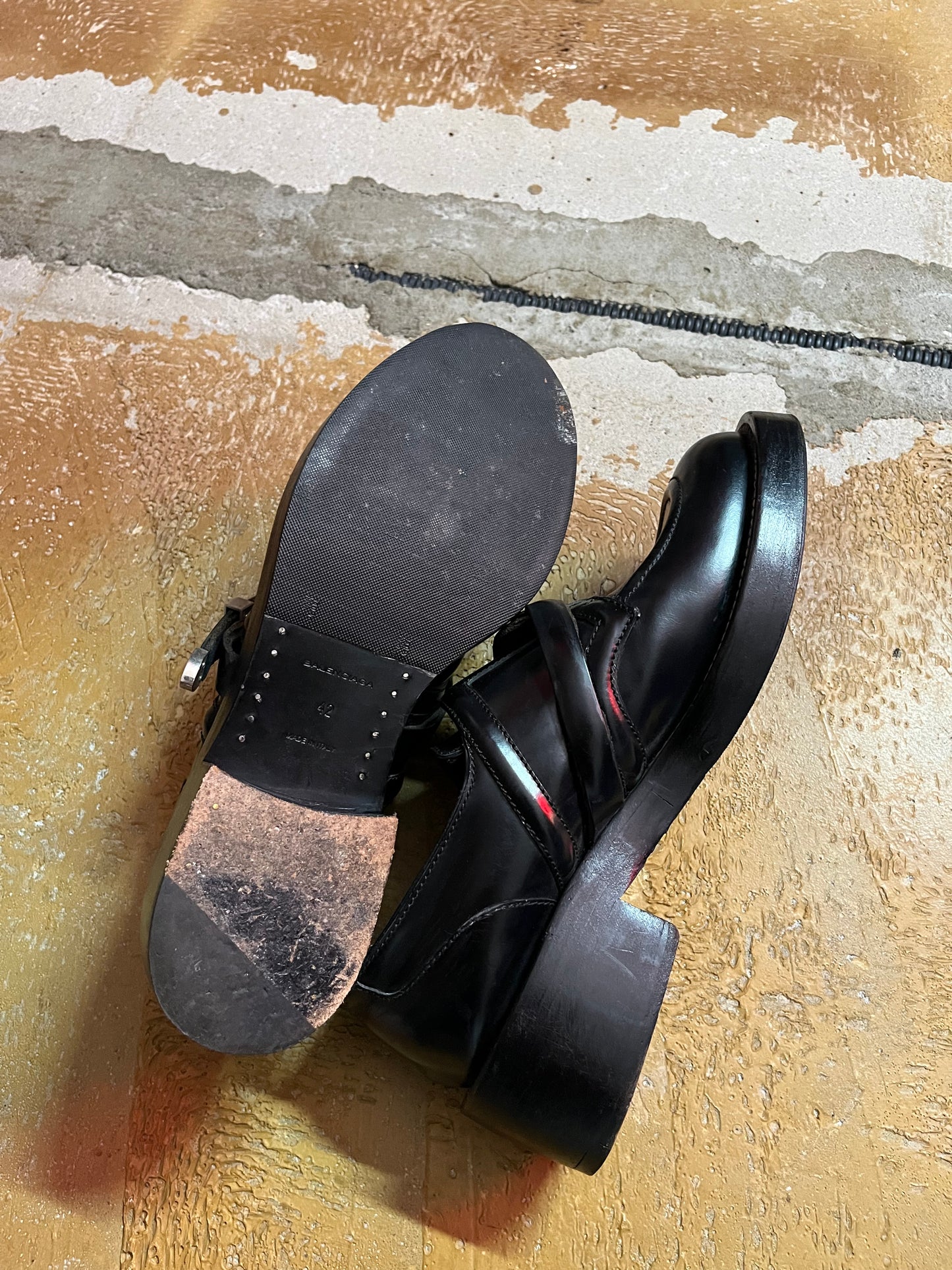Balenciaga black belt leather boots - 42