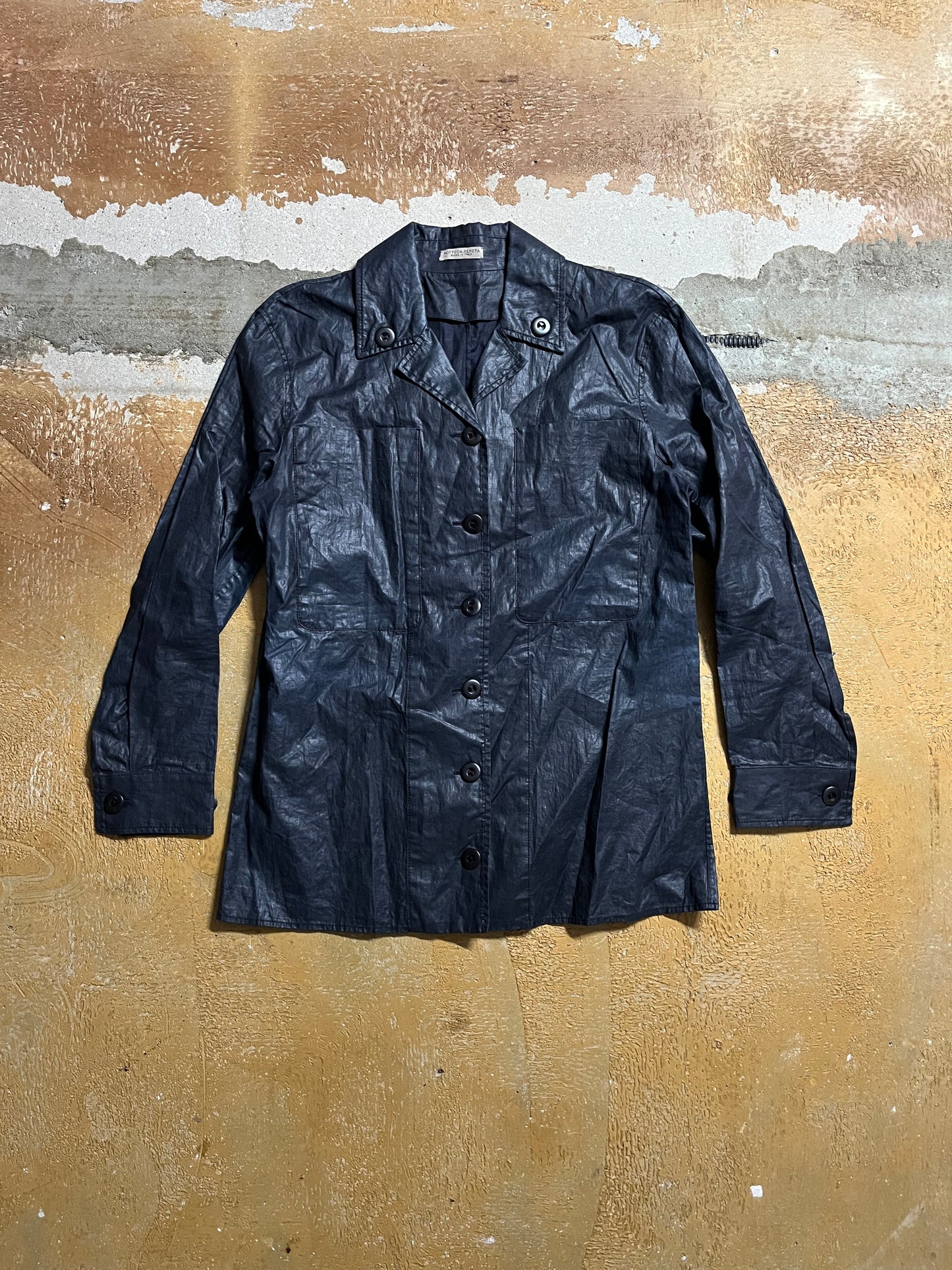 Bottega Venete waxed cotton military overshirt - XS