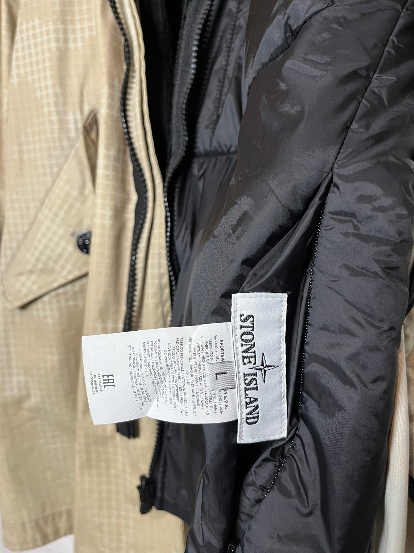 Stone Island AW/17 Ice camo grid jacket - L