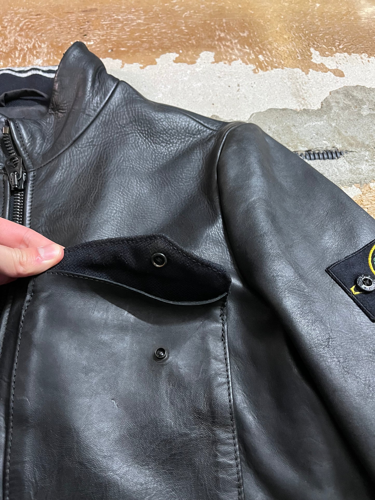 Vintage AW2007 Stone Island leather jacket - M