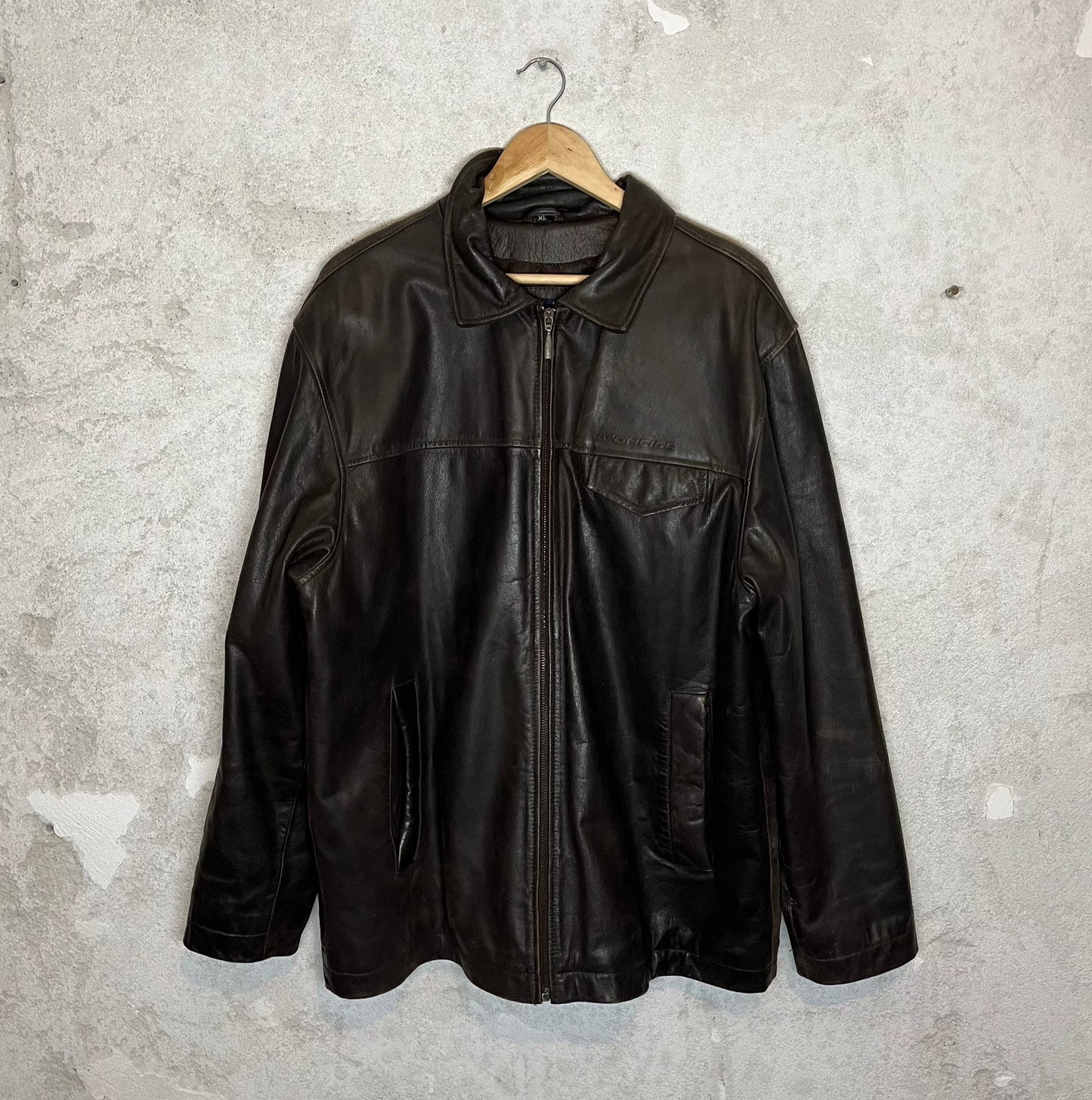 O'neill vintage 2000s embossed logo leather jacket - XXL