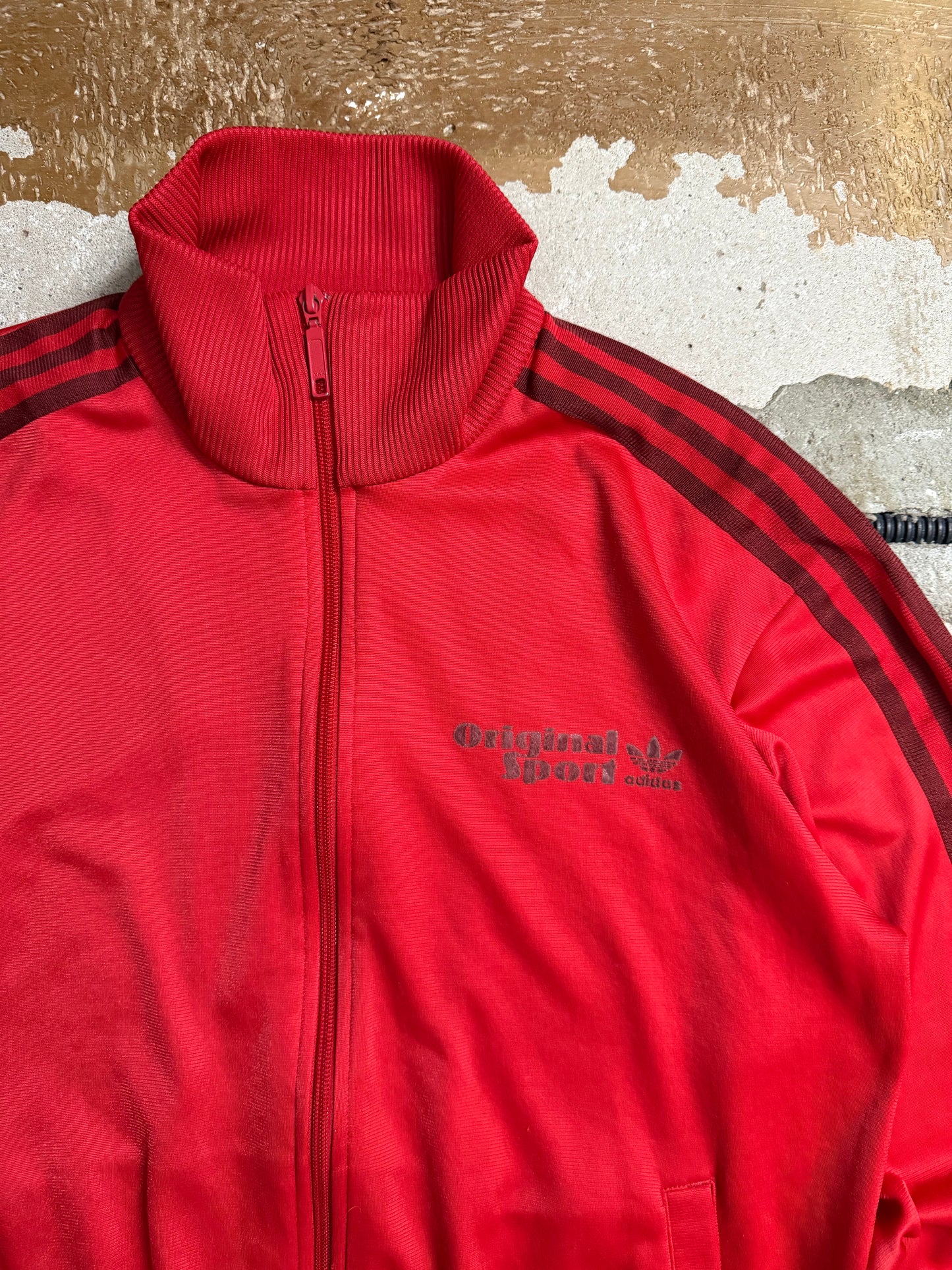 Adidas vintage red tracksuit sweater - M