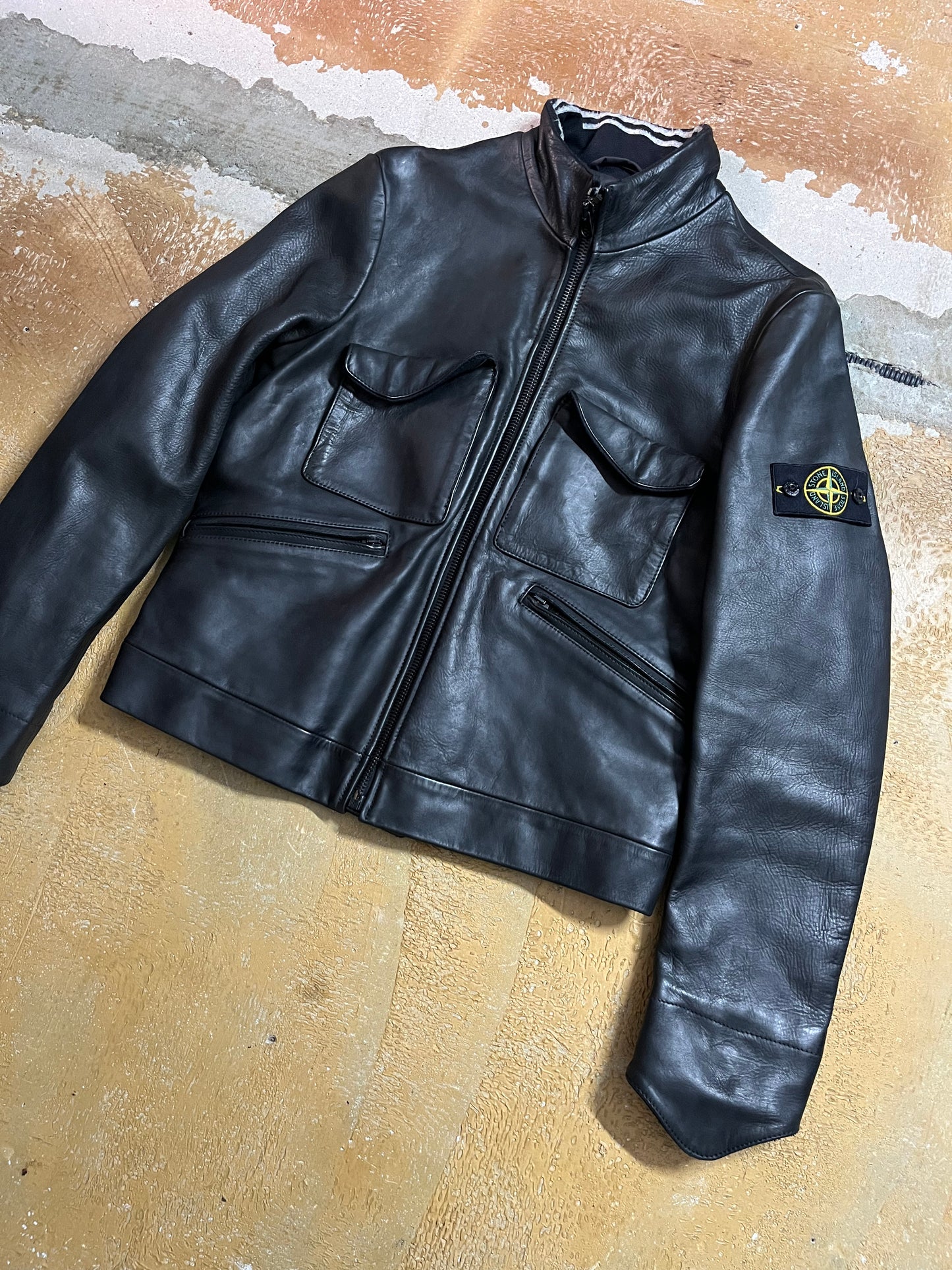 Vintage AW2007 Stone Island leather jacket - M