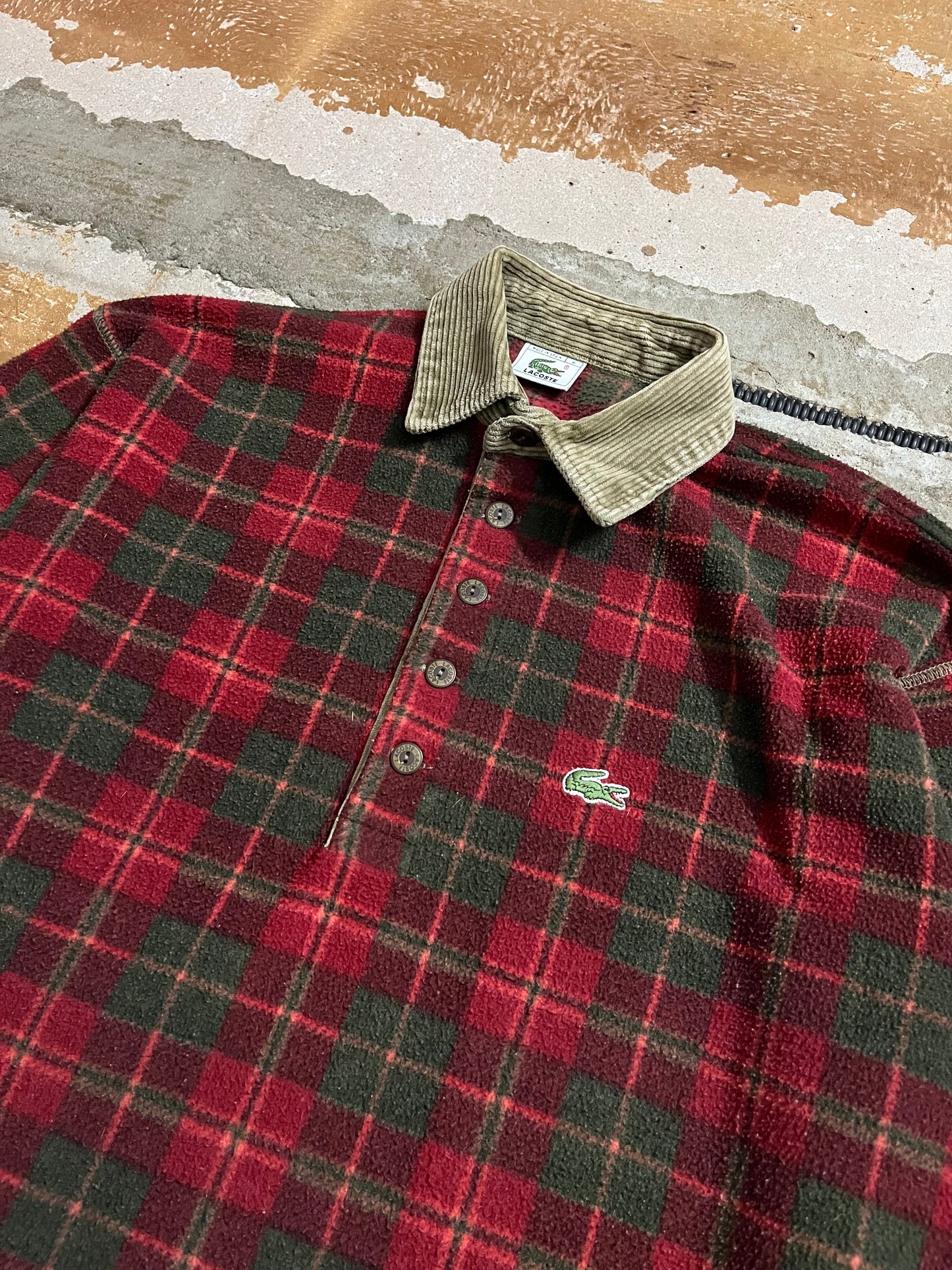 Lacoste vintage rare fleece polo longsleeve - L