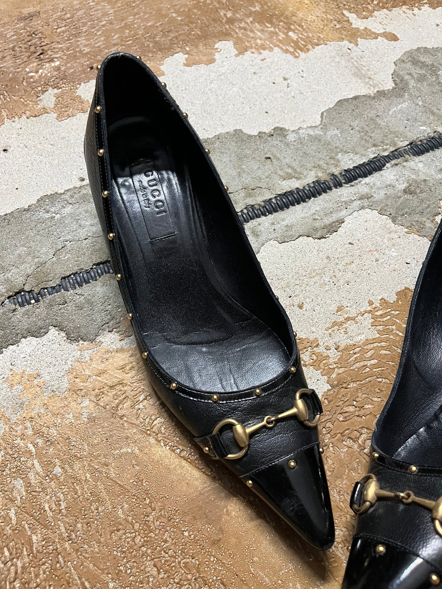 Gucci leather horsebit kitten heels - 36.5