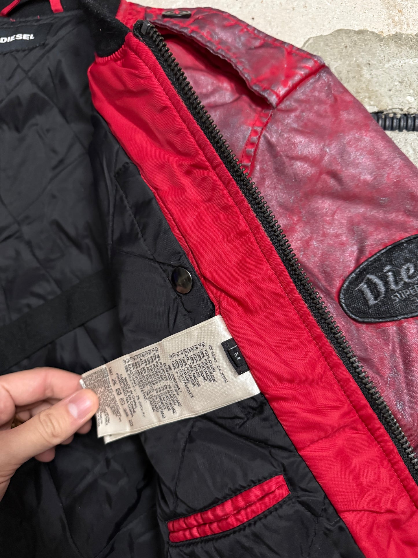 Diesel vintage red waxed bomber jacket - M