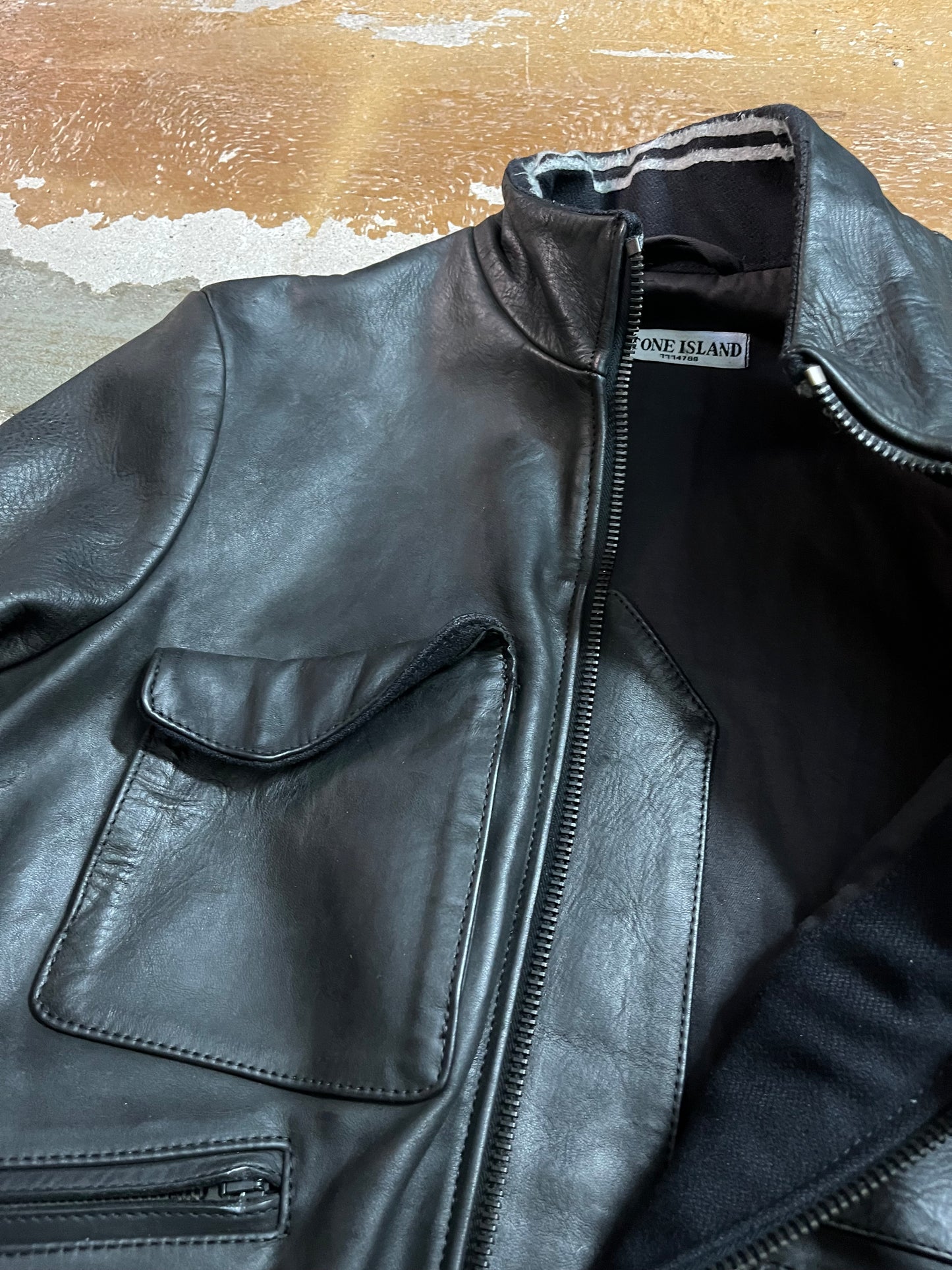 Vintage AW2007 Stone Island leather jacket - M