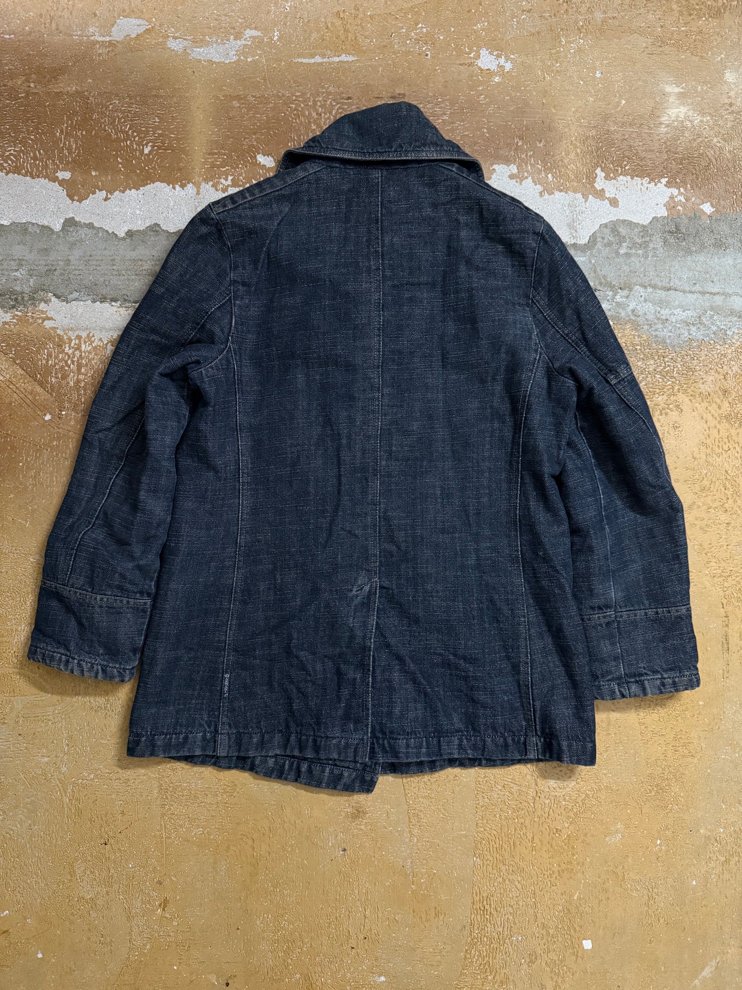 Armani Jeans Indigo denim hemp trenchcoat quilted jacket - L