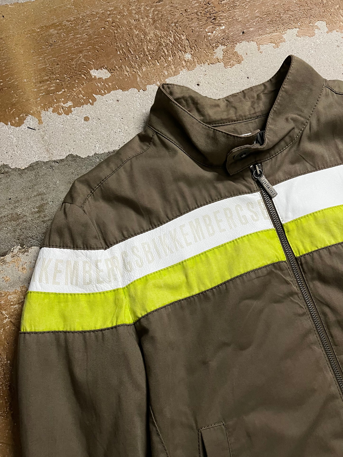 Dirk Bikkembergs leather and canvas jacket - M