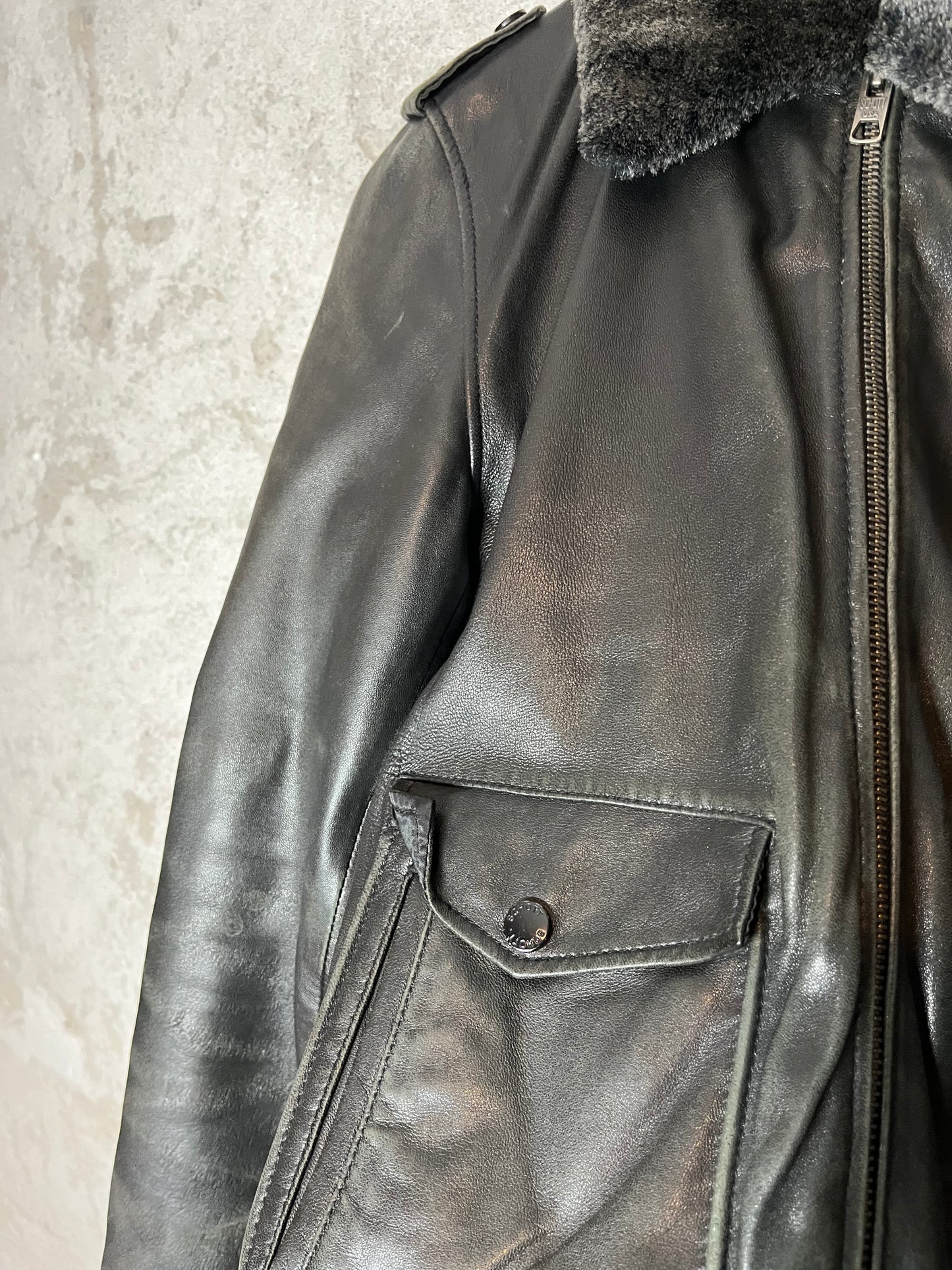 Schott NYC vintage leather motor race jacket - S