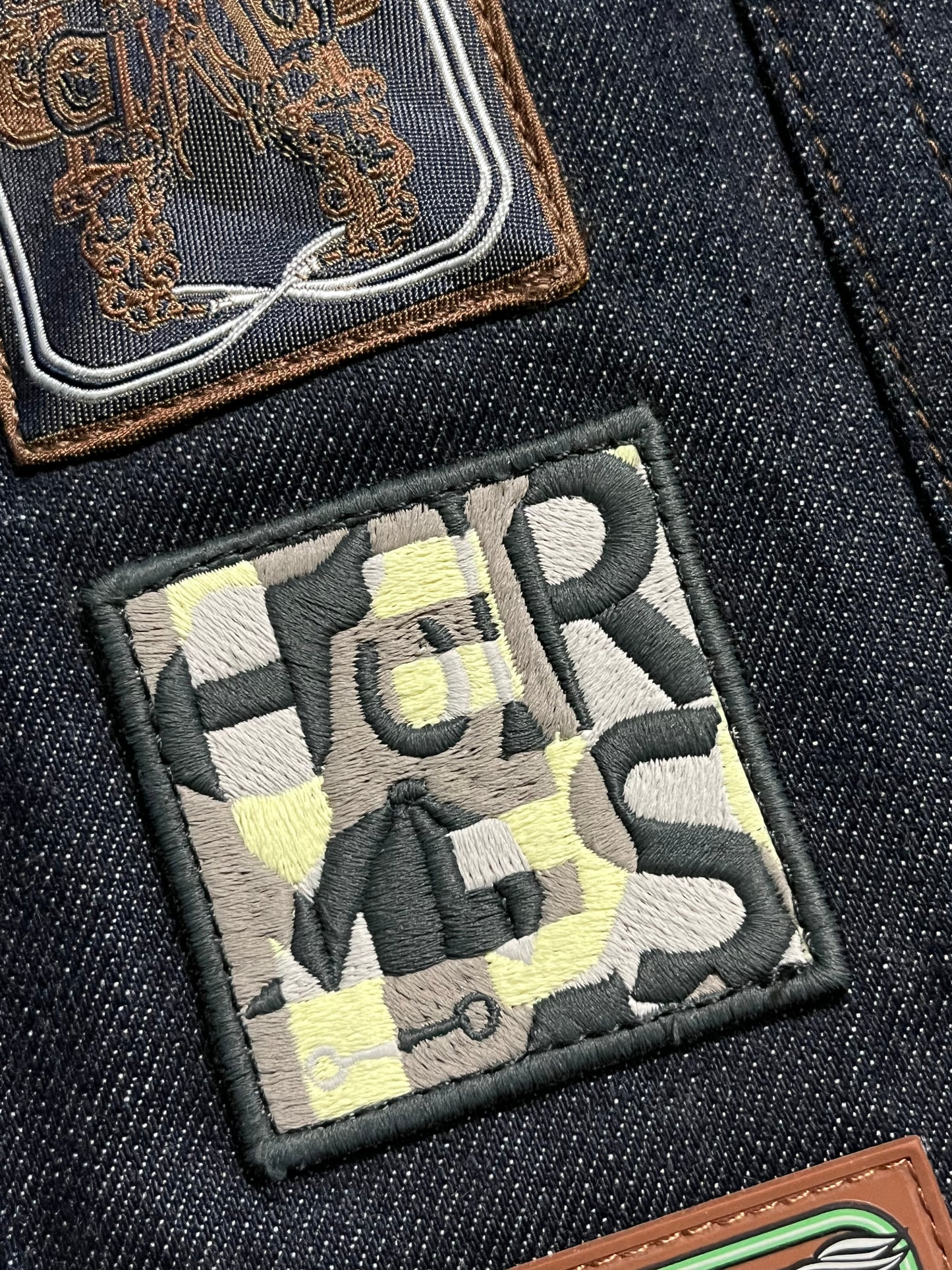Hermes “Icones au Carre” embroidered denim jacket - S