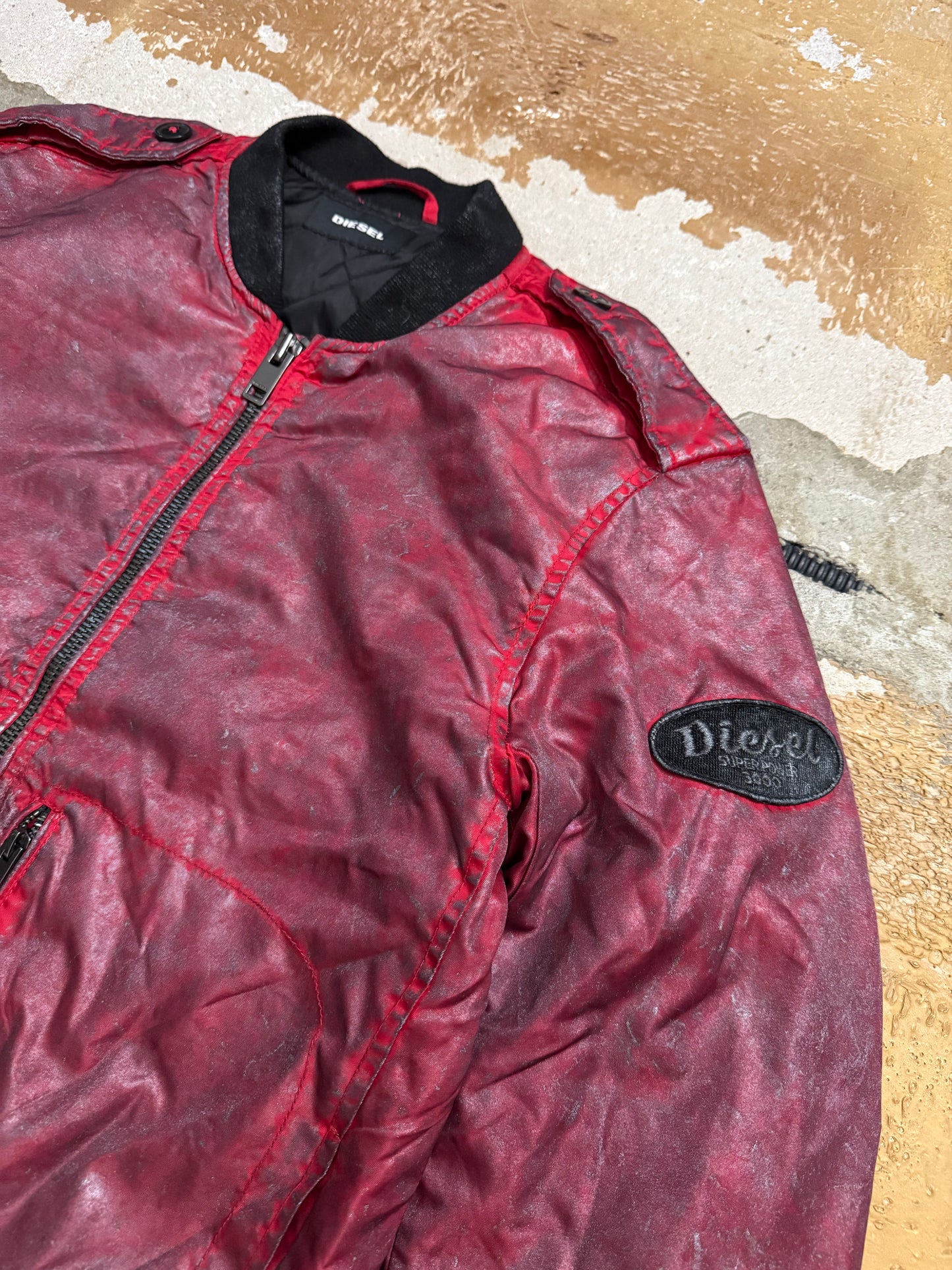 Diesel vintage red waxed bomber jacket - M