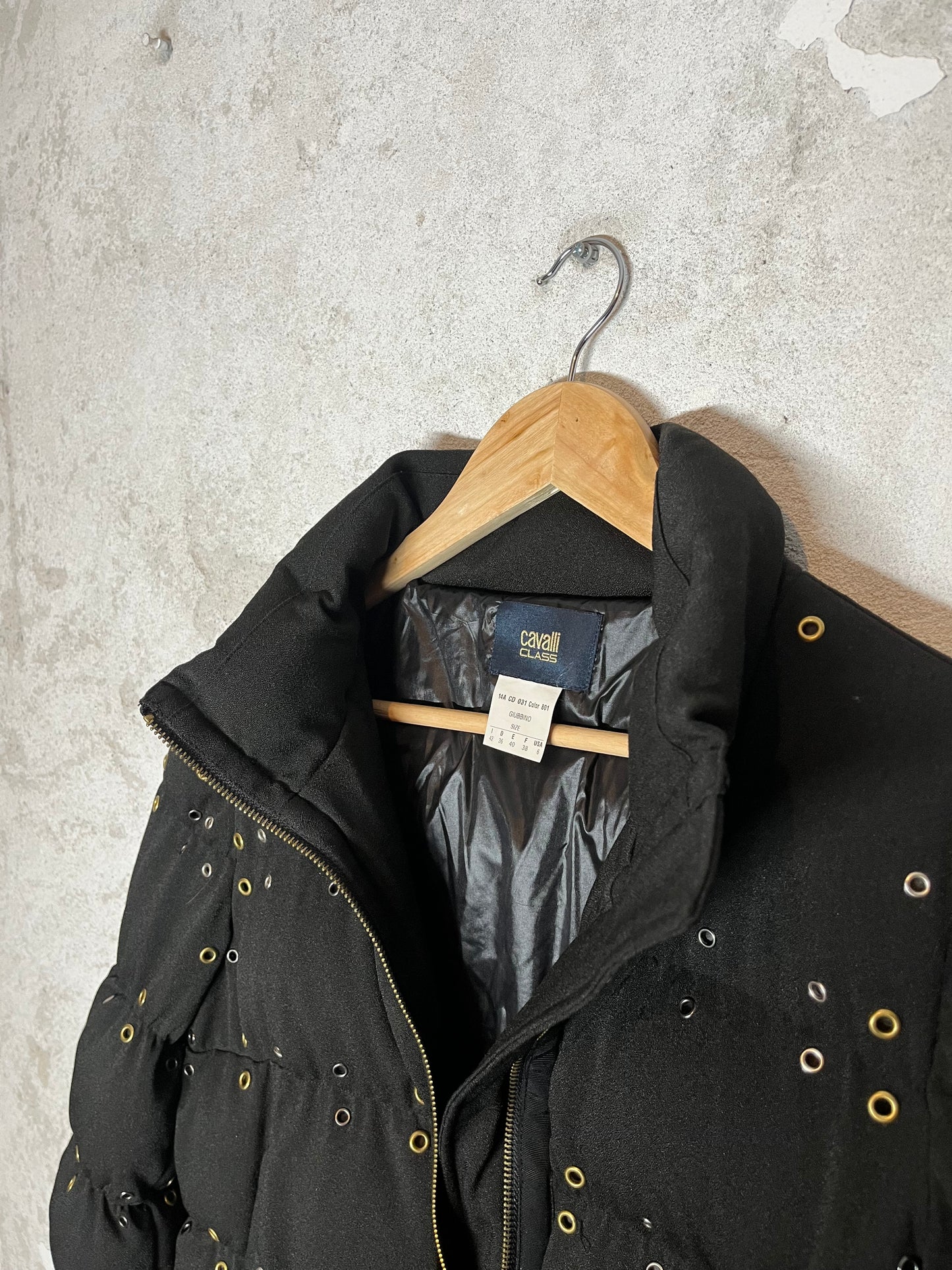 Roberto Cavalli puffer metal rings designer archive jacket - M/L