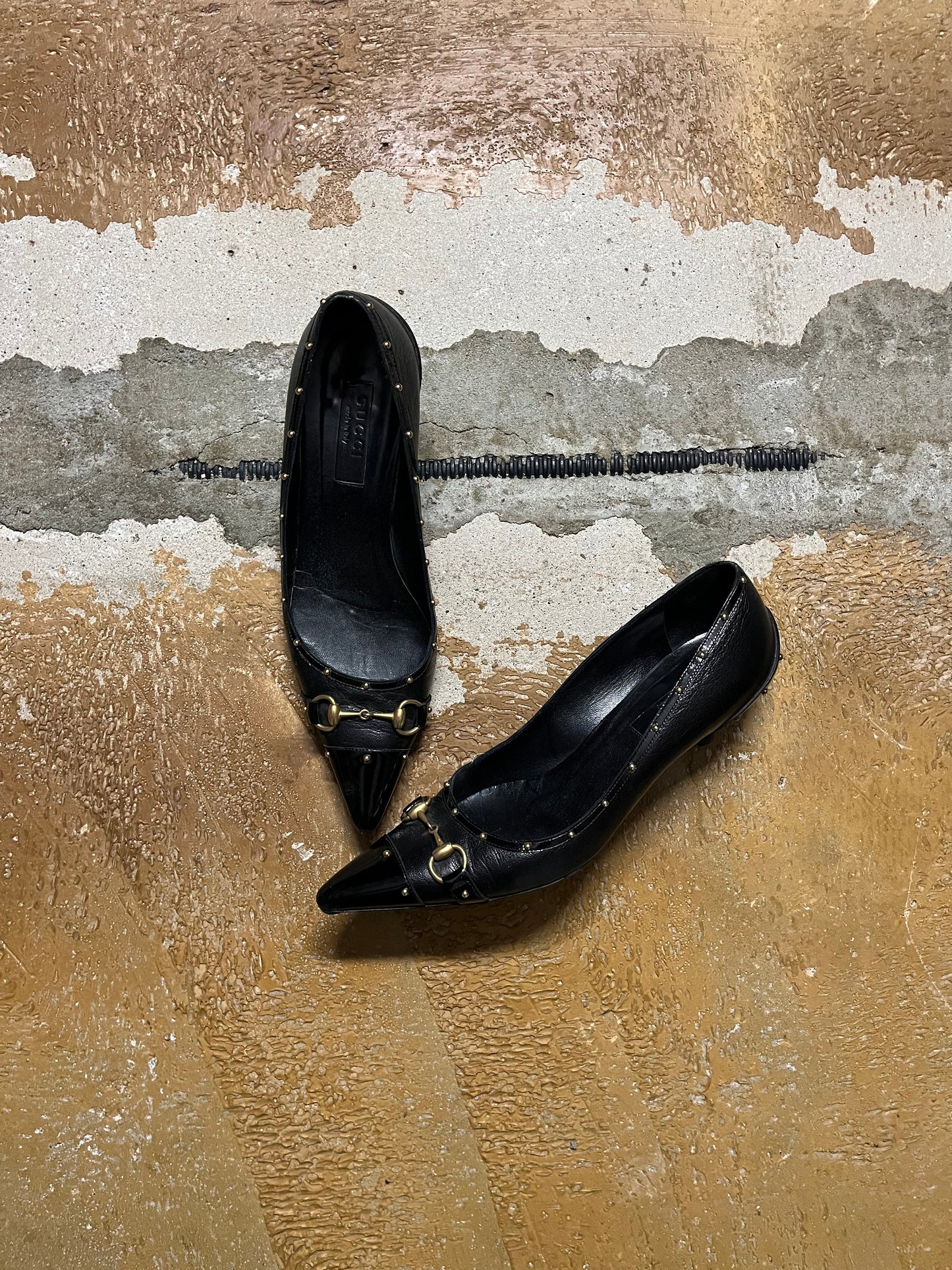 Gucci leather horsebit kitten heels - 36.5