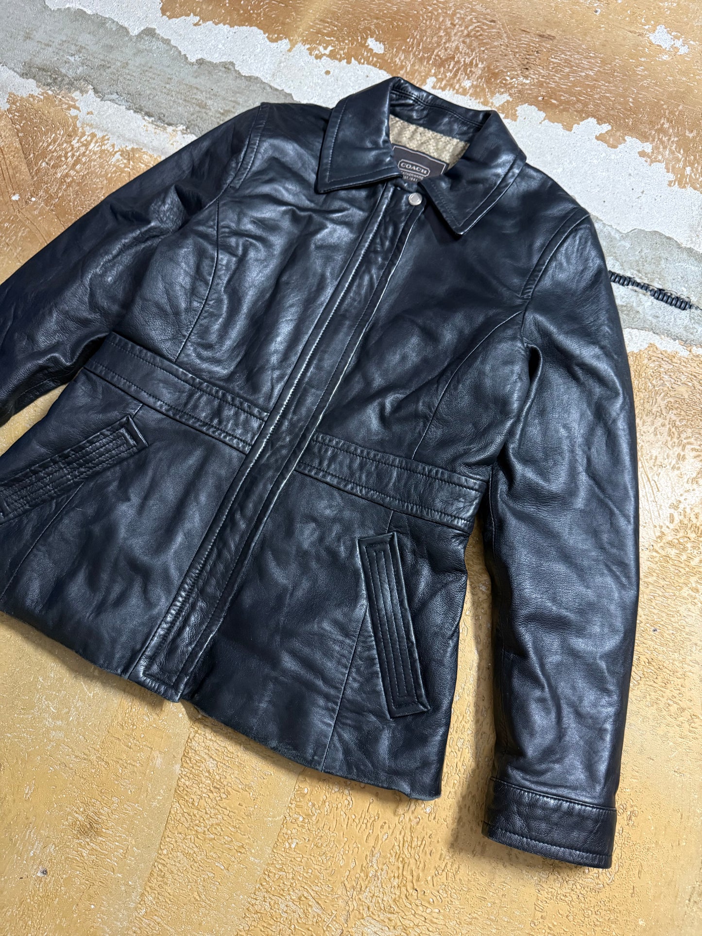Coach Leatherware leather vintage jacket monogram lined - S