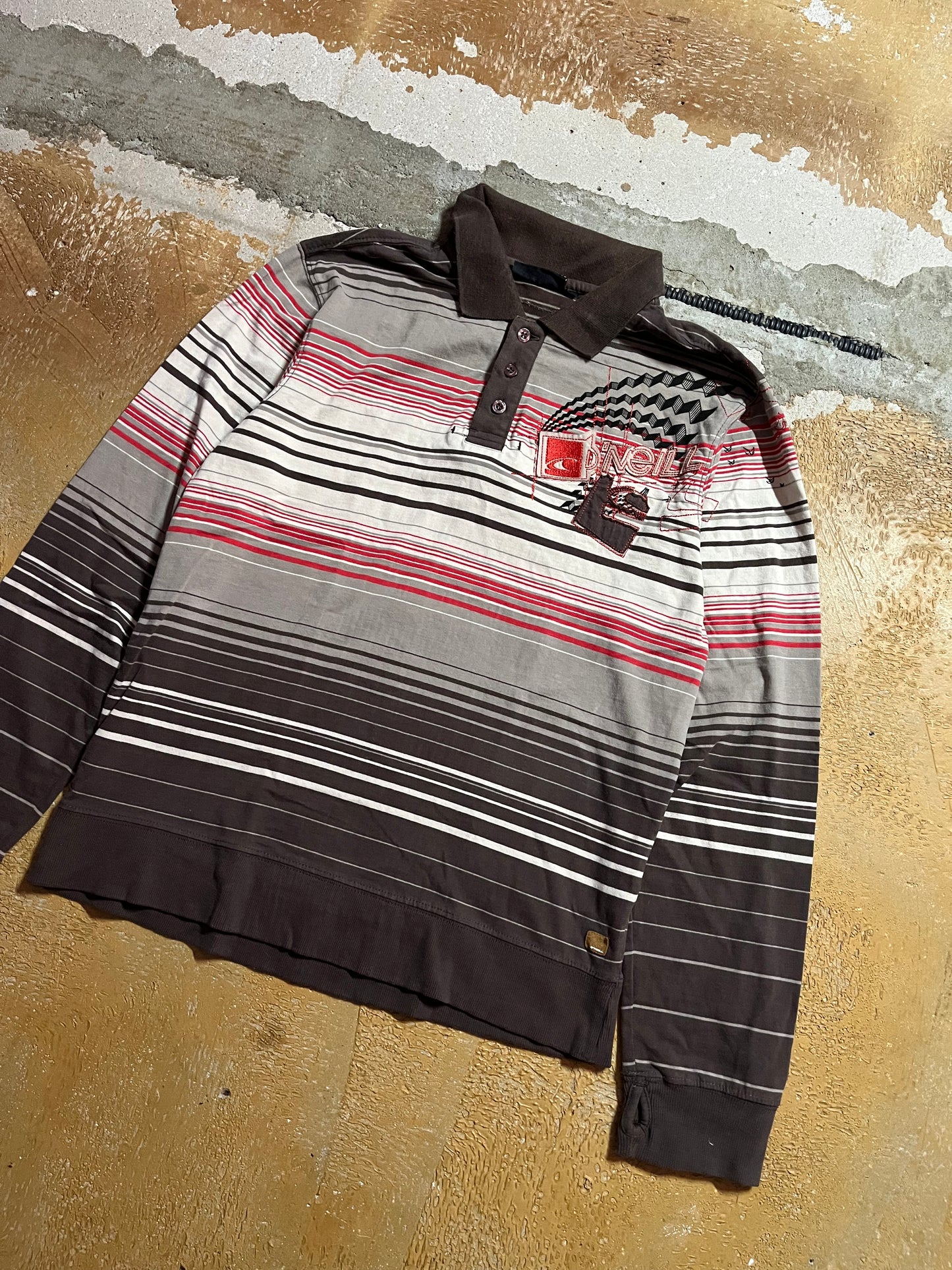 O’neill vintage retro longsleeve polo tee shirt - S