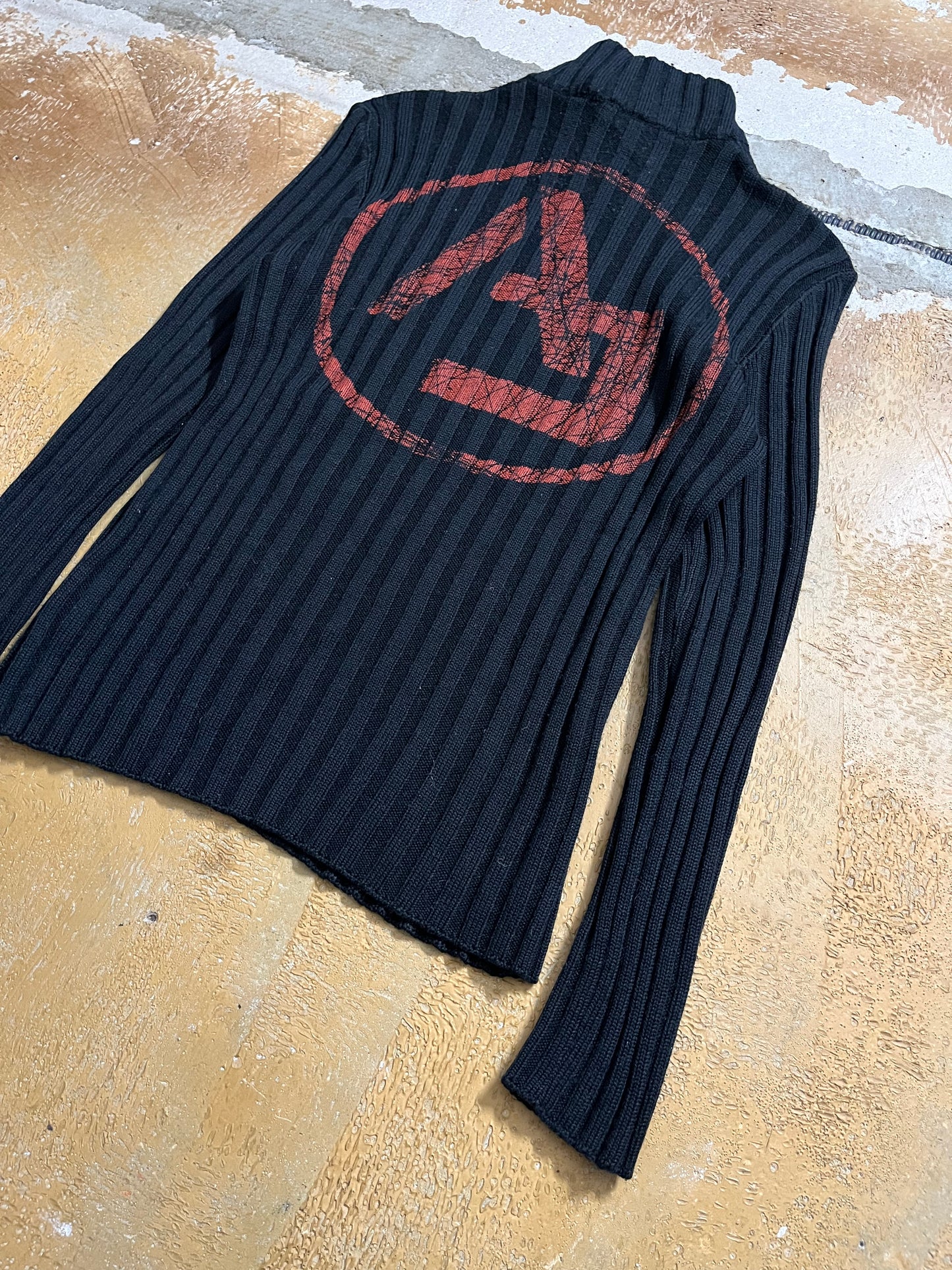 Armani Jeans printed knit rib sweater - M