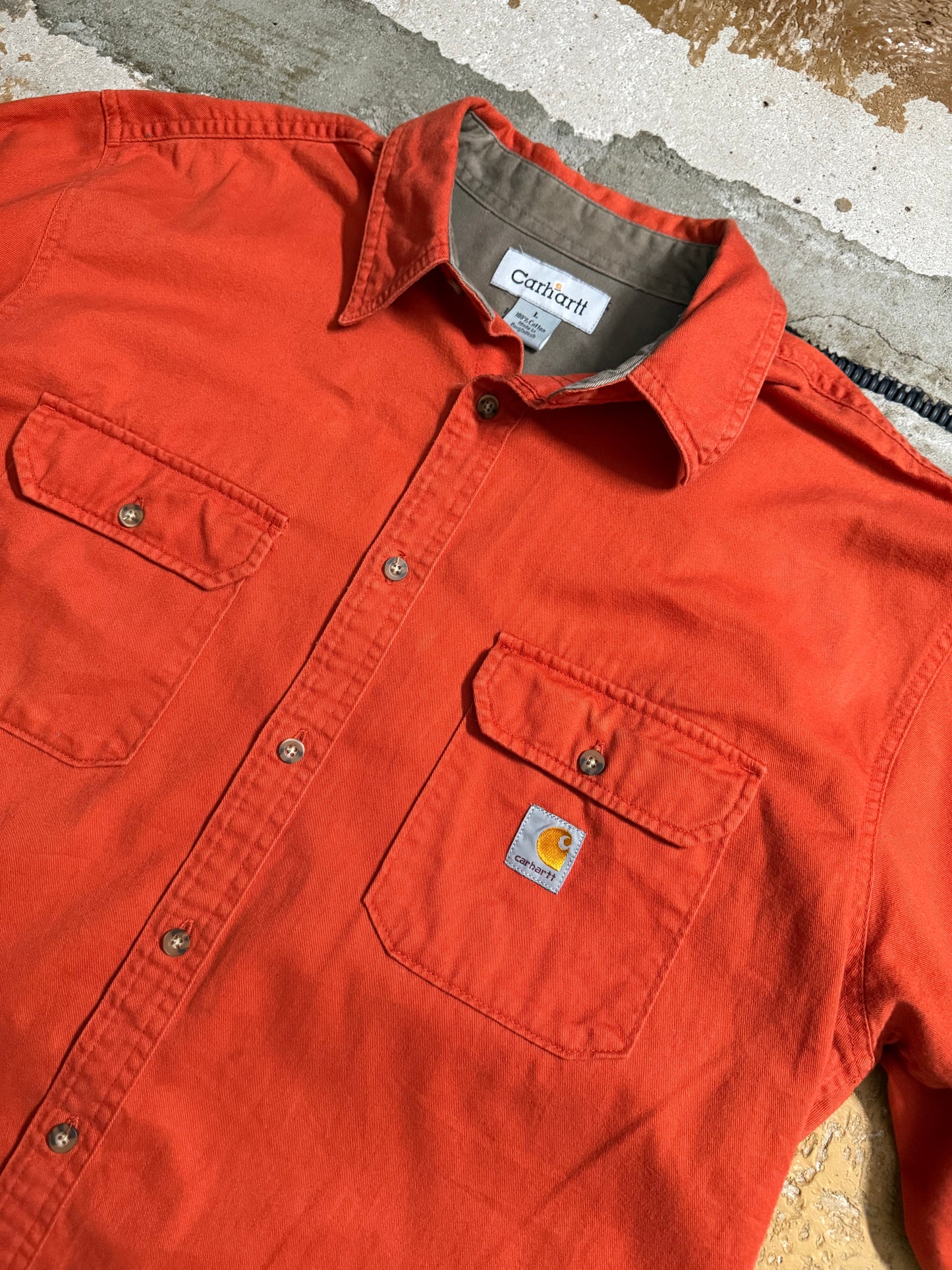Carhartt Orange workwear polo t-shirt - L