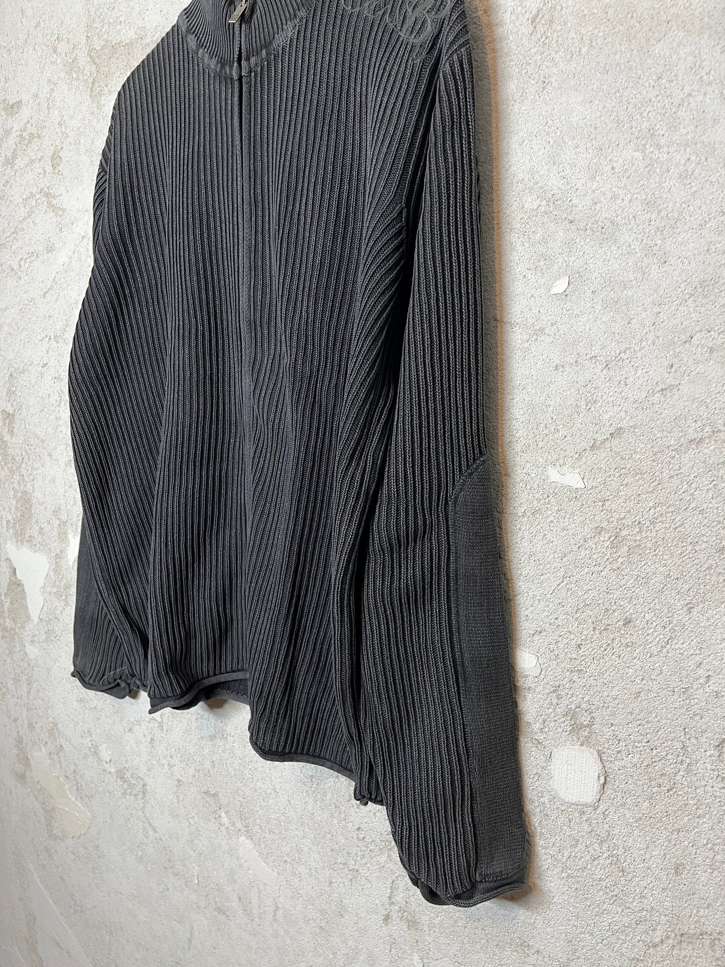 Oxbow vintage heavy knit ribbed zip-up - L