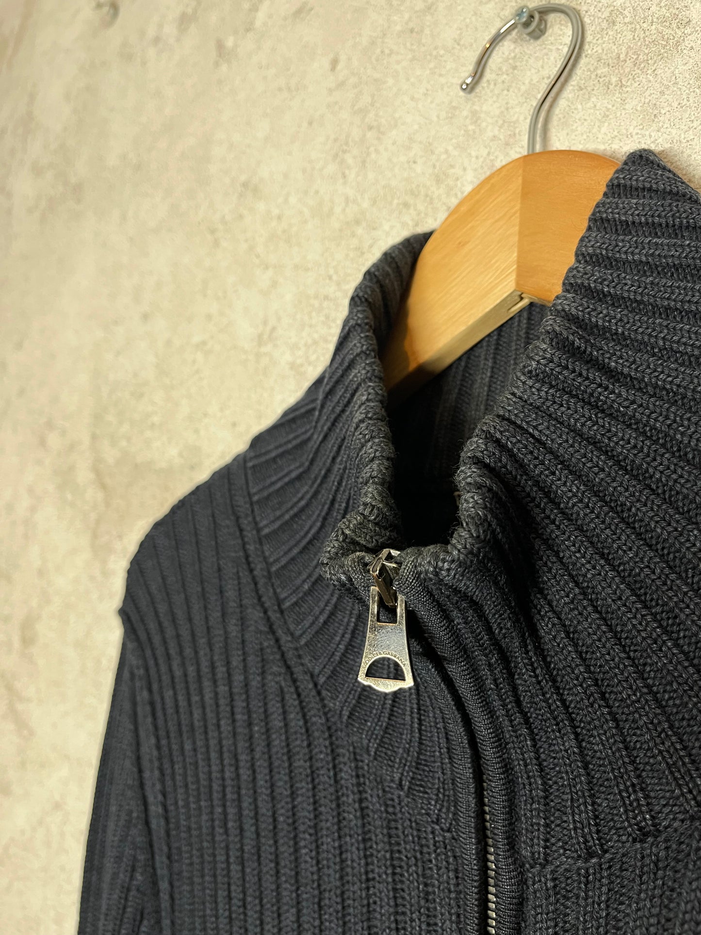 Dolce & Gabanna 2000s y2k designer ribbed knit zip-up sweater - L