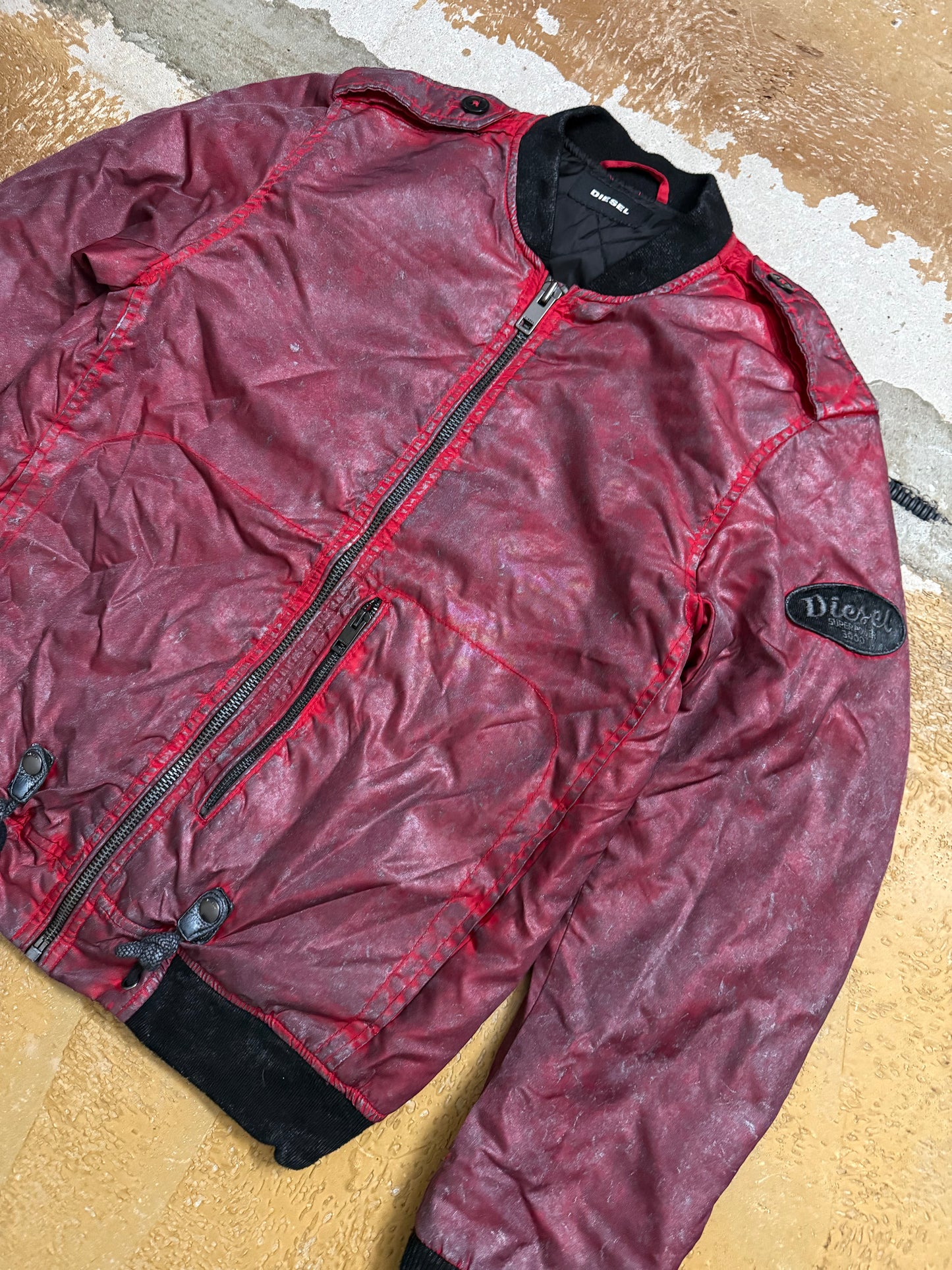 Diesel vintage red waxed bomber jacket - M