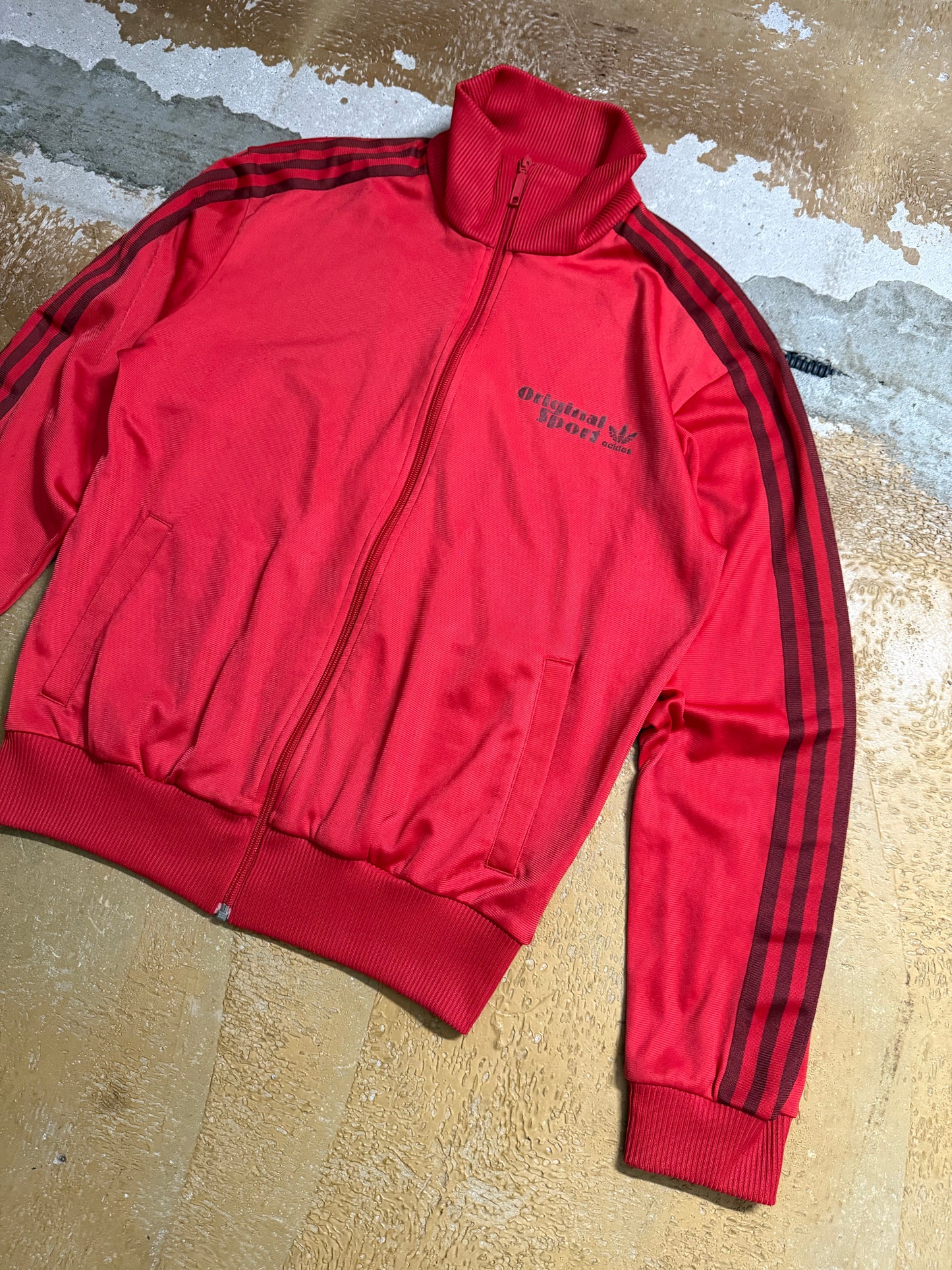 Adidas vintage red tracksuit sweater - M