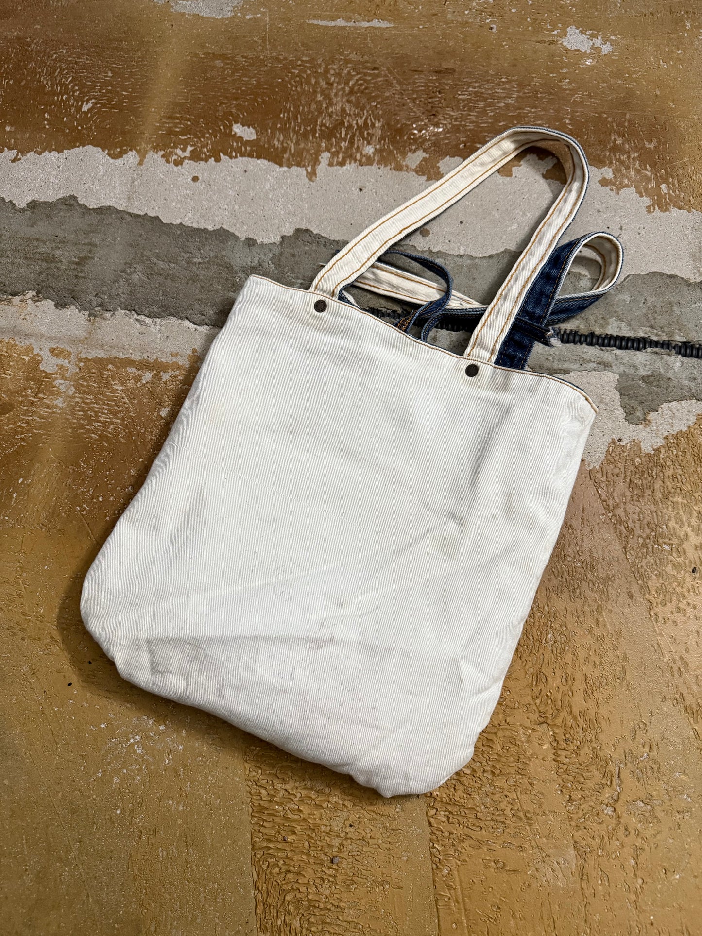 Evisu reversible denim tote bag