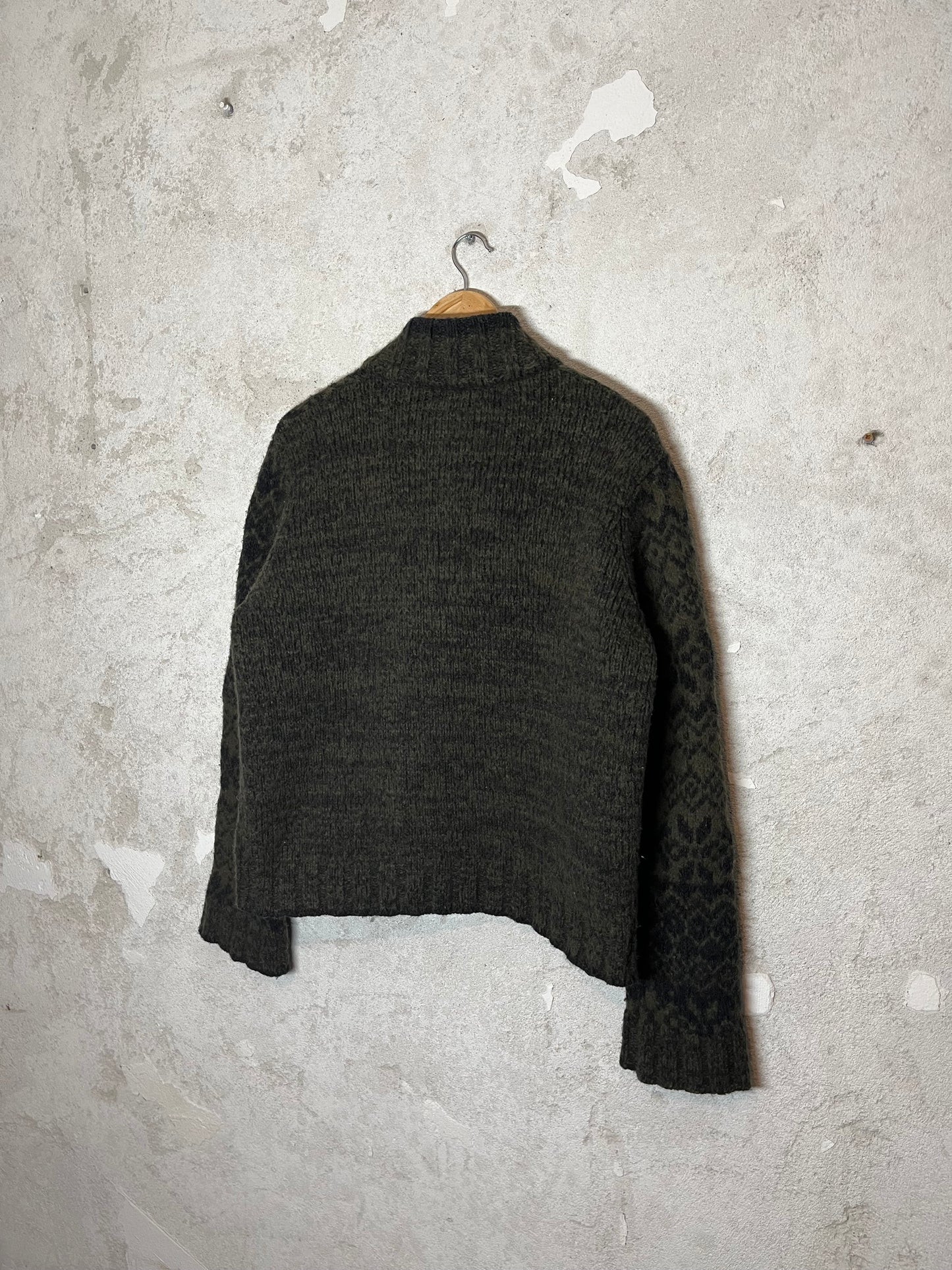 Dries van Noten camel wool cardigan zip-up sweater - M