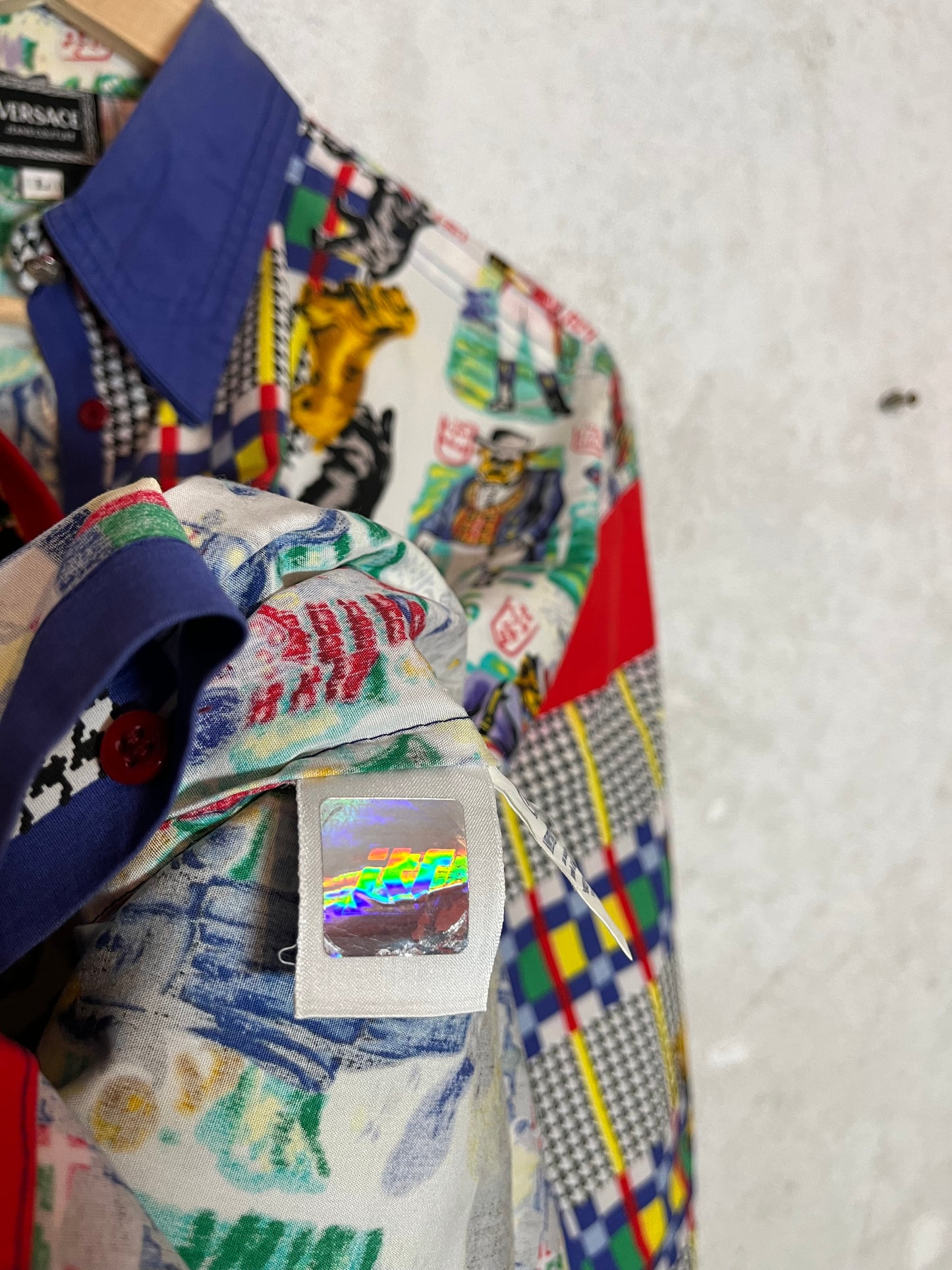 Versace vintage 1996 multicolor rare dog shirt - L