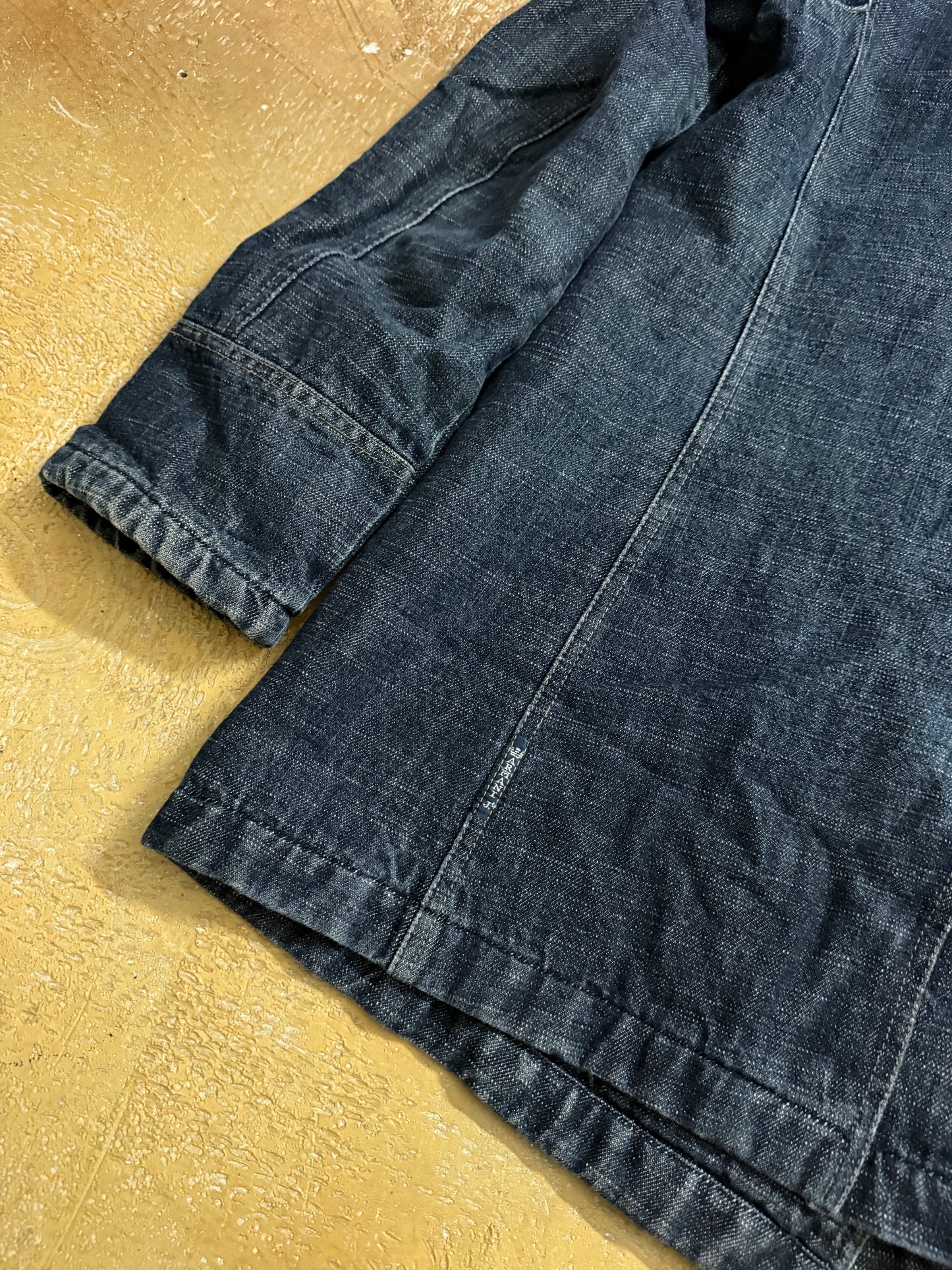Armani Jeans Indigo denim hemp trenchcoat quilted jacket - L
