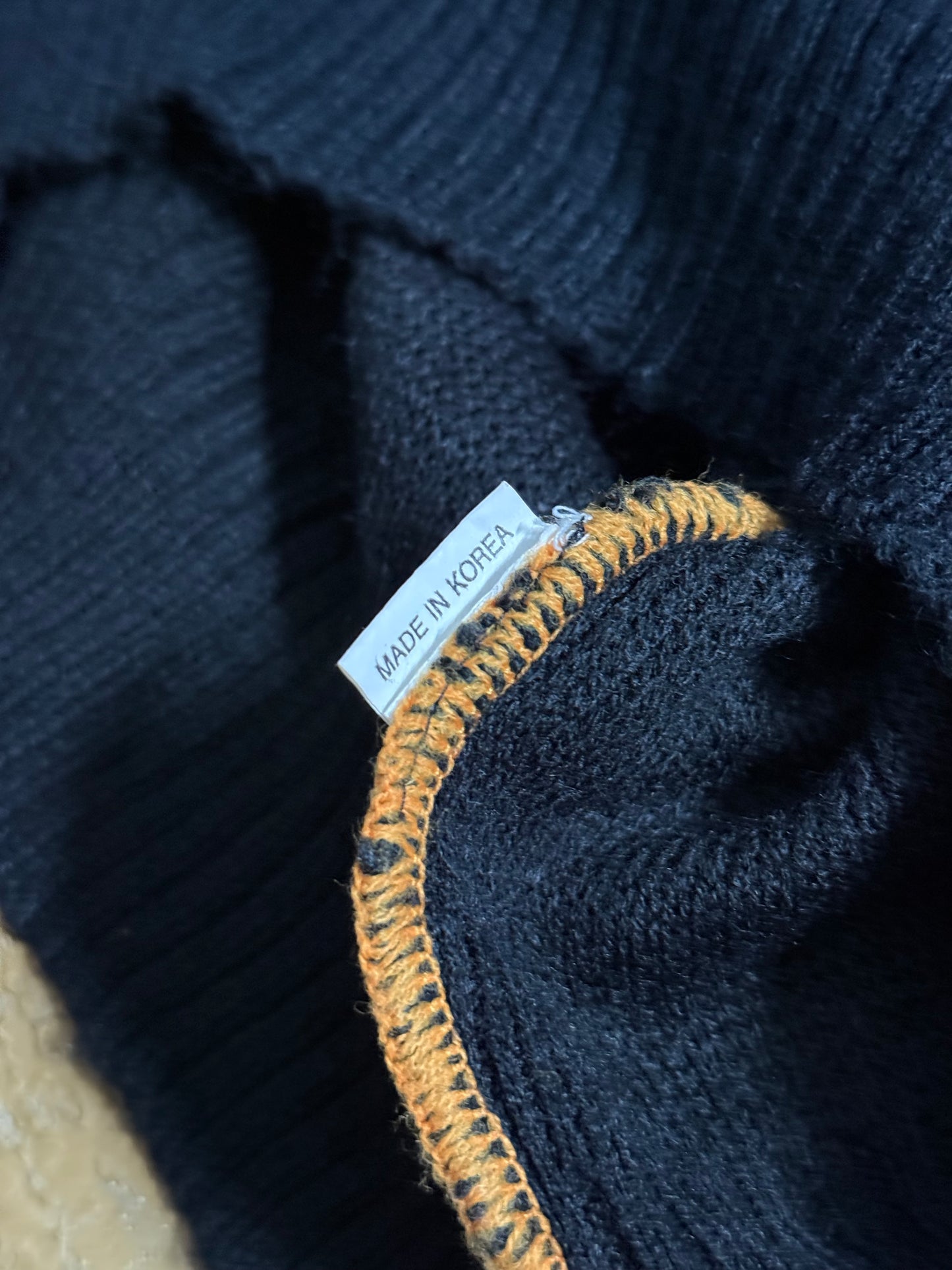 Adidas vintage knit orange black sweater - L