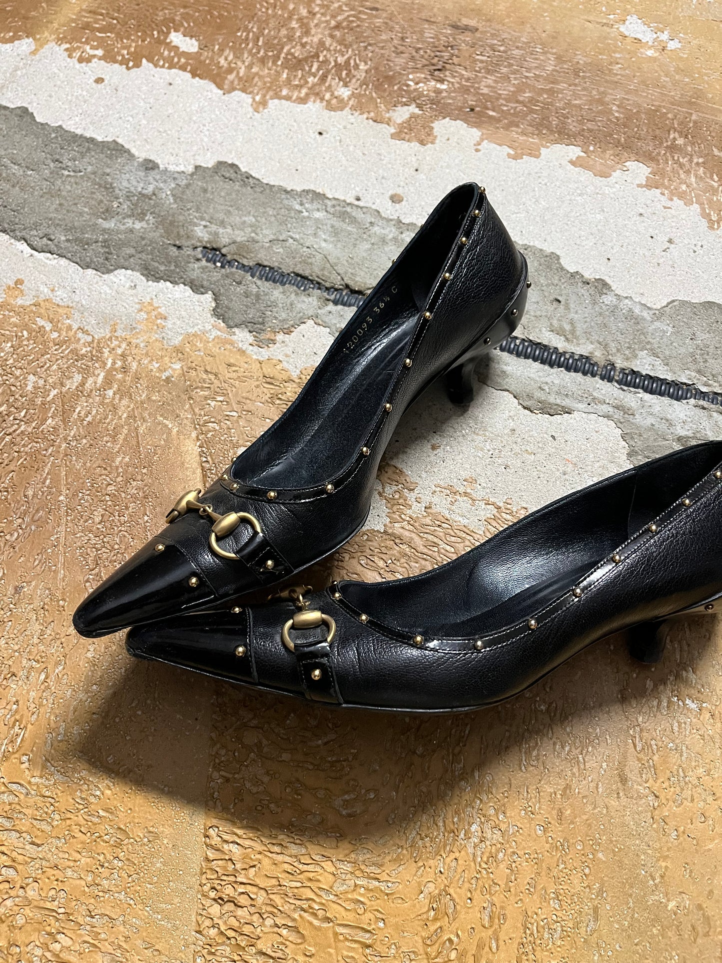 Gucci leather horsebit kitten heels - 36.5