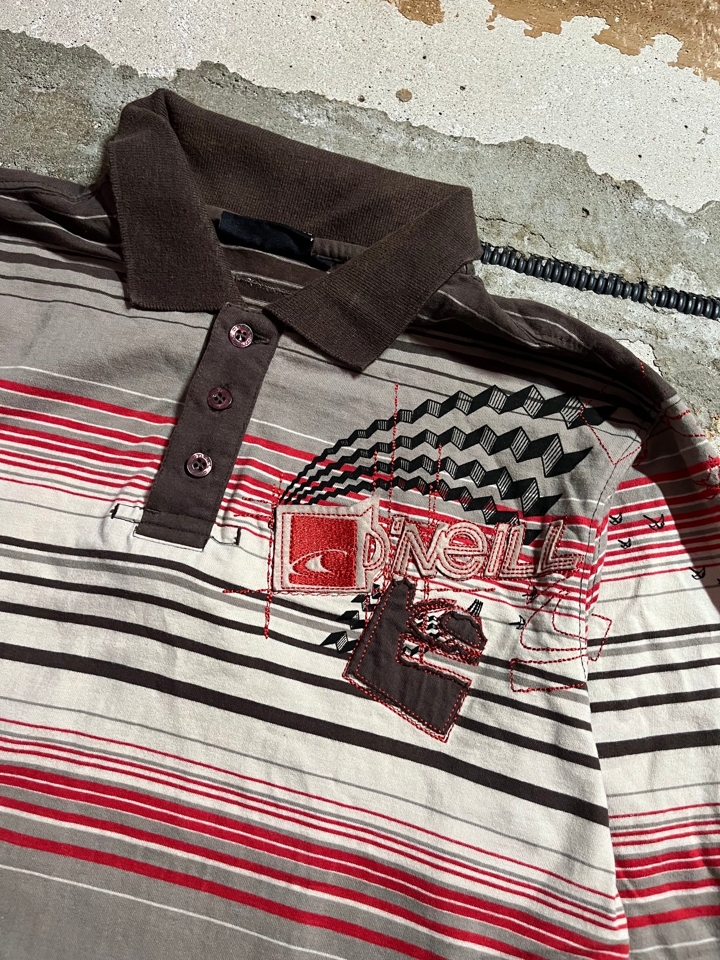 O’neill vintage retro longsleeve polo tee shirt - S