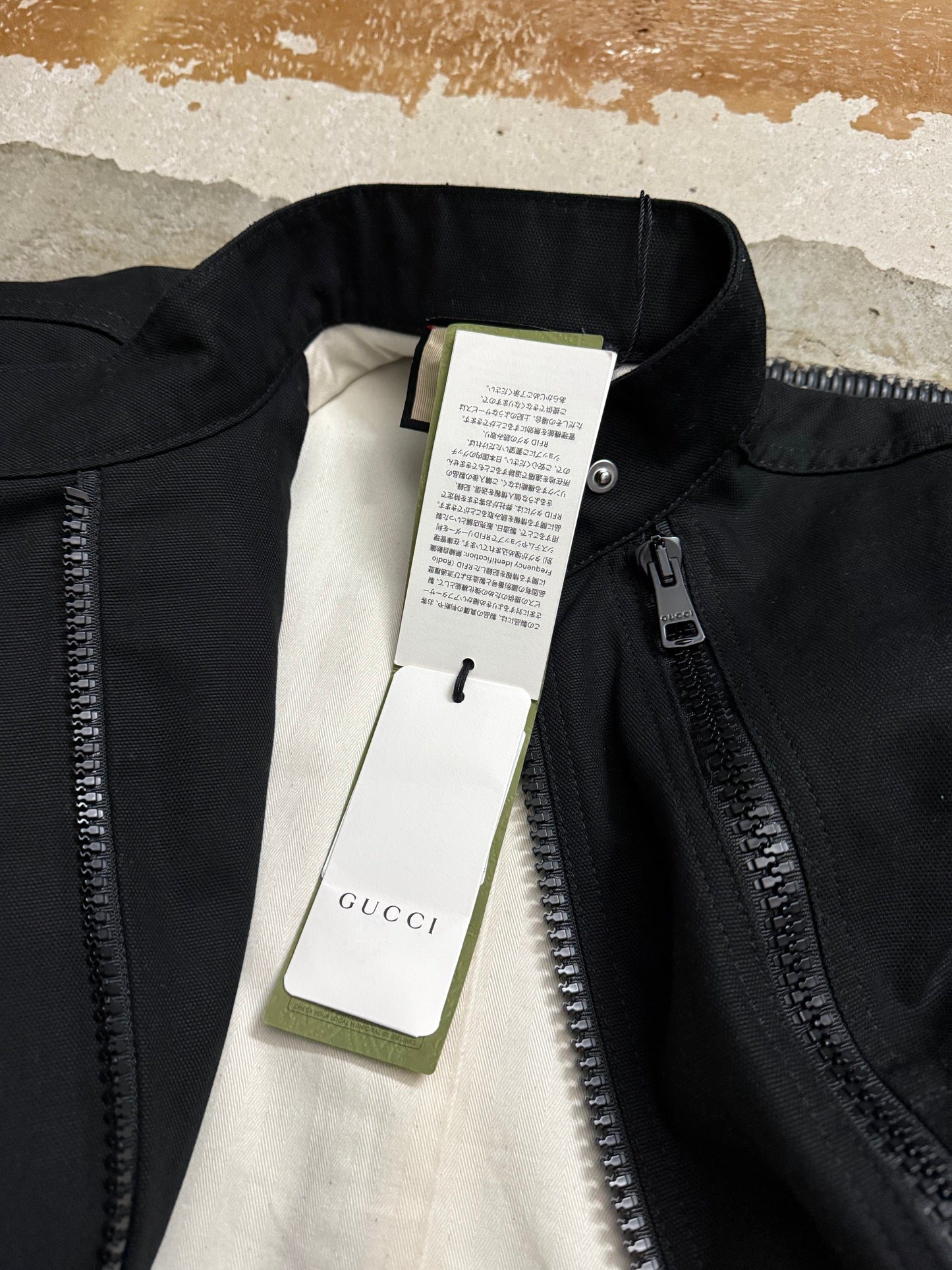 Gucci black asymmetrical zipper jacket - M