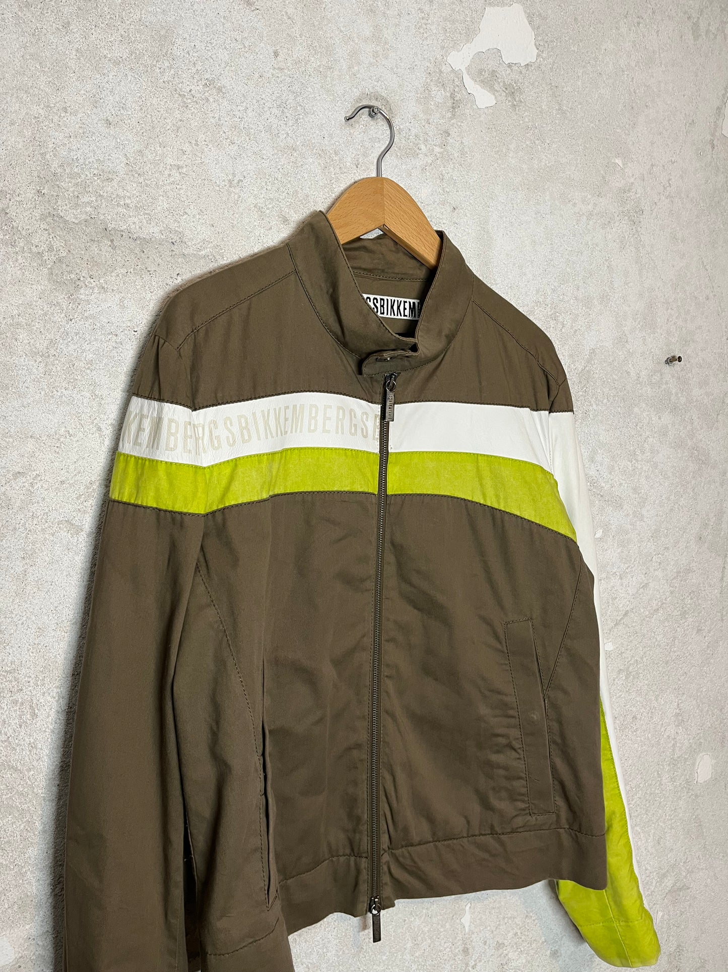 Dirk Bikkembergs leather and canvas jacket - M