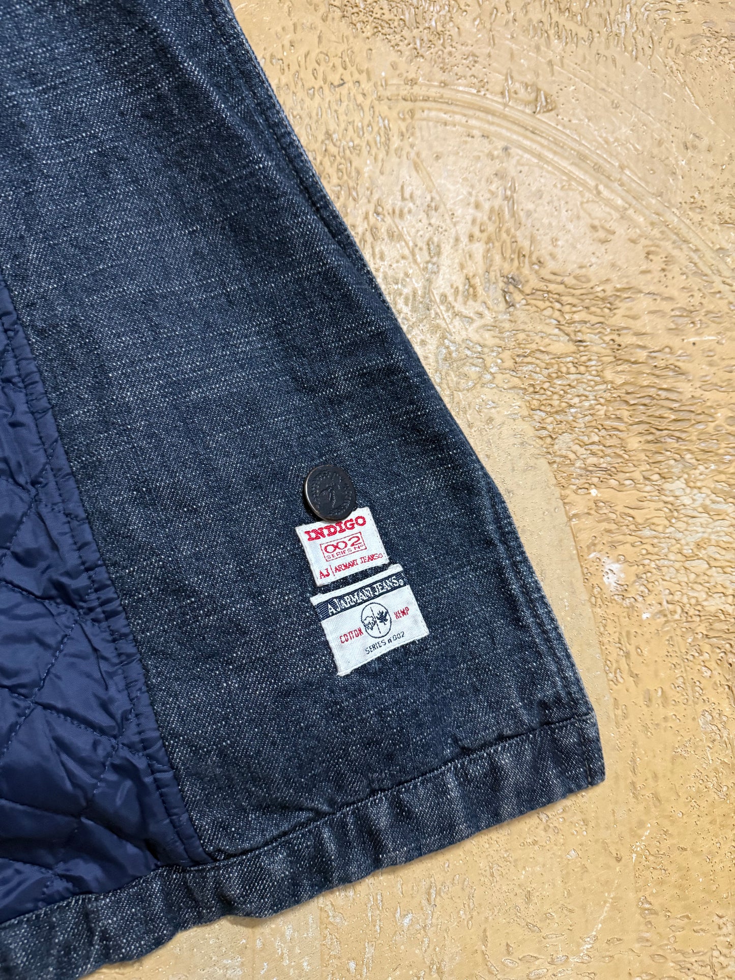Armani Jeans Indigo denim hemp trenchcoat quilted jacket - L