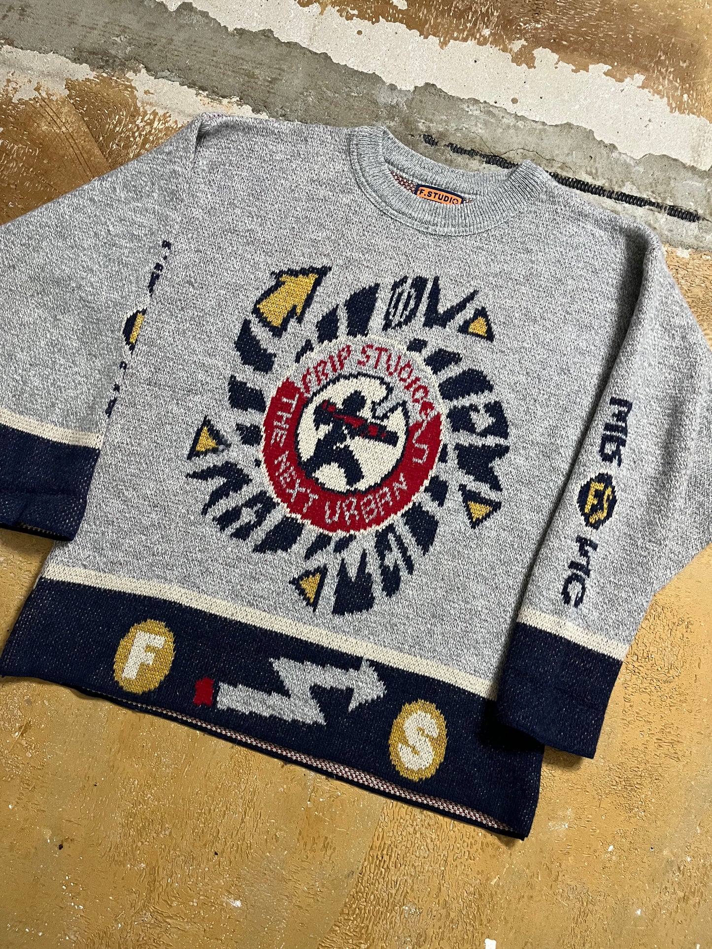 Vintage ski sweater heavy knit - XL