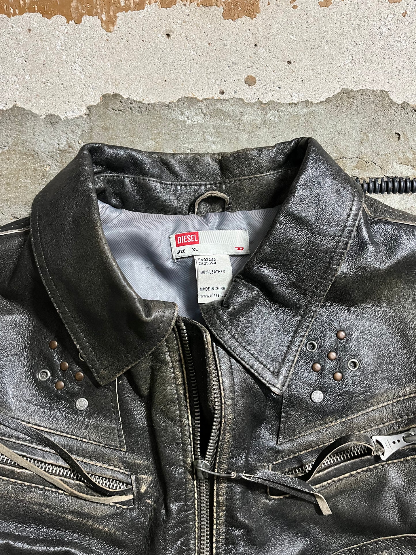 Diesel vintage leather motor jacket - S