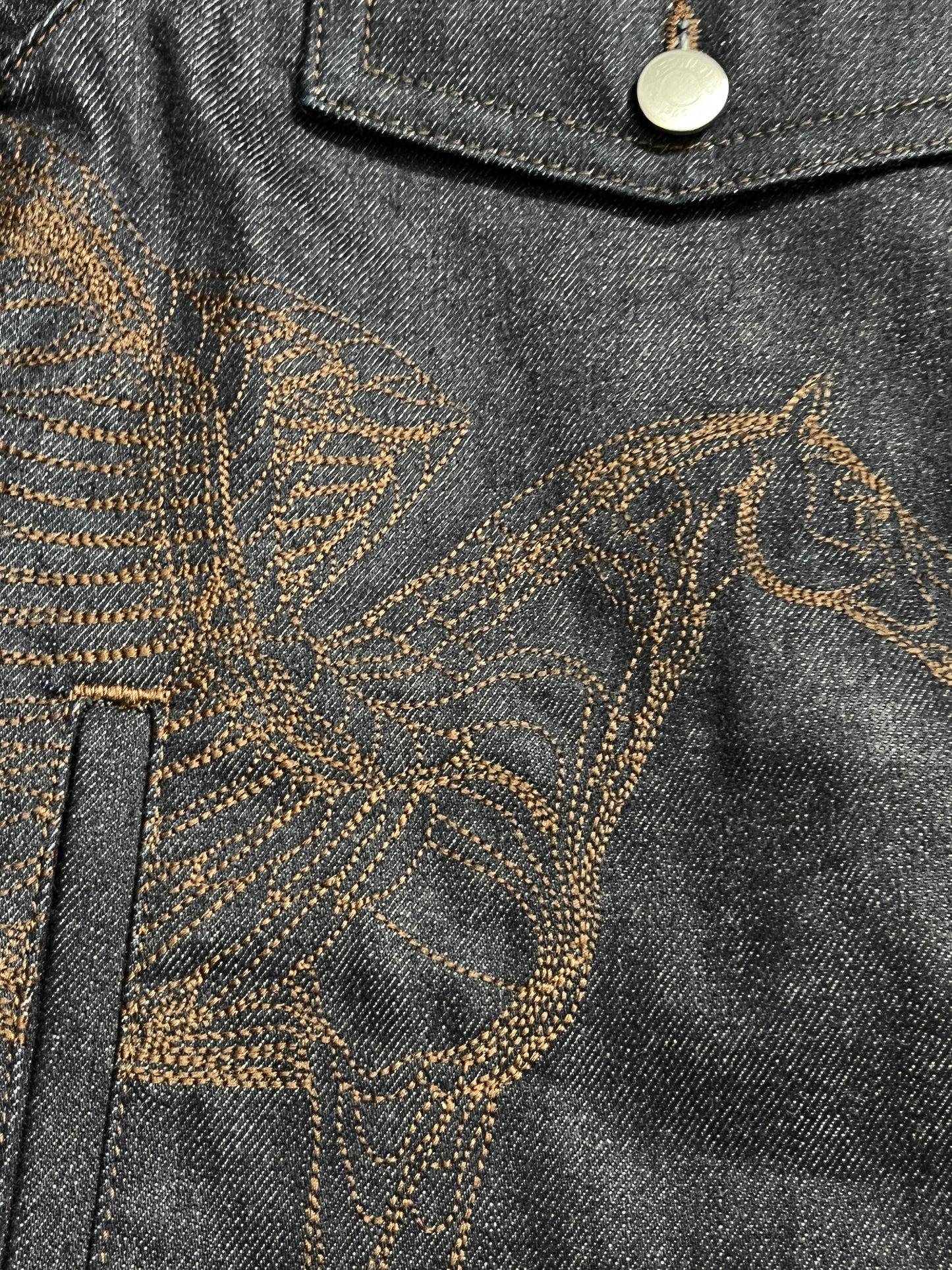 Hermes “Icones au Carre” embroidered denim jacket - S