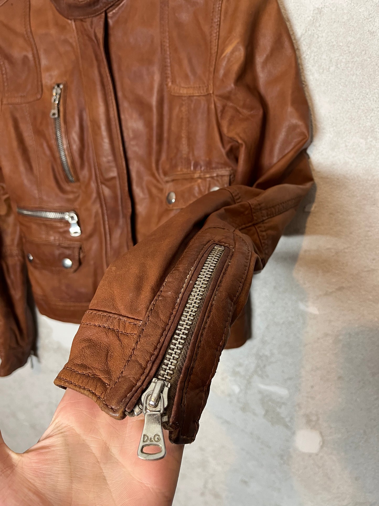 Dolce & Gabbana leather multizip jacket - XS
