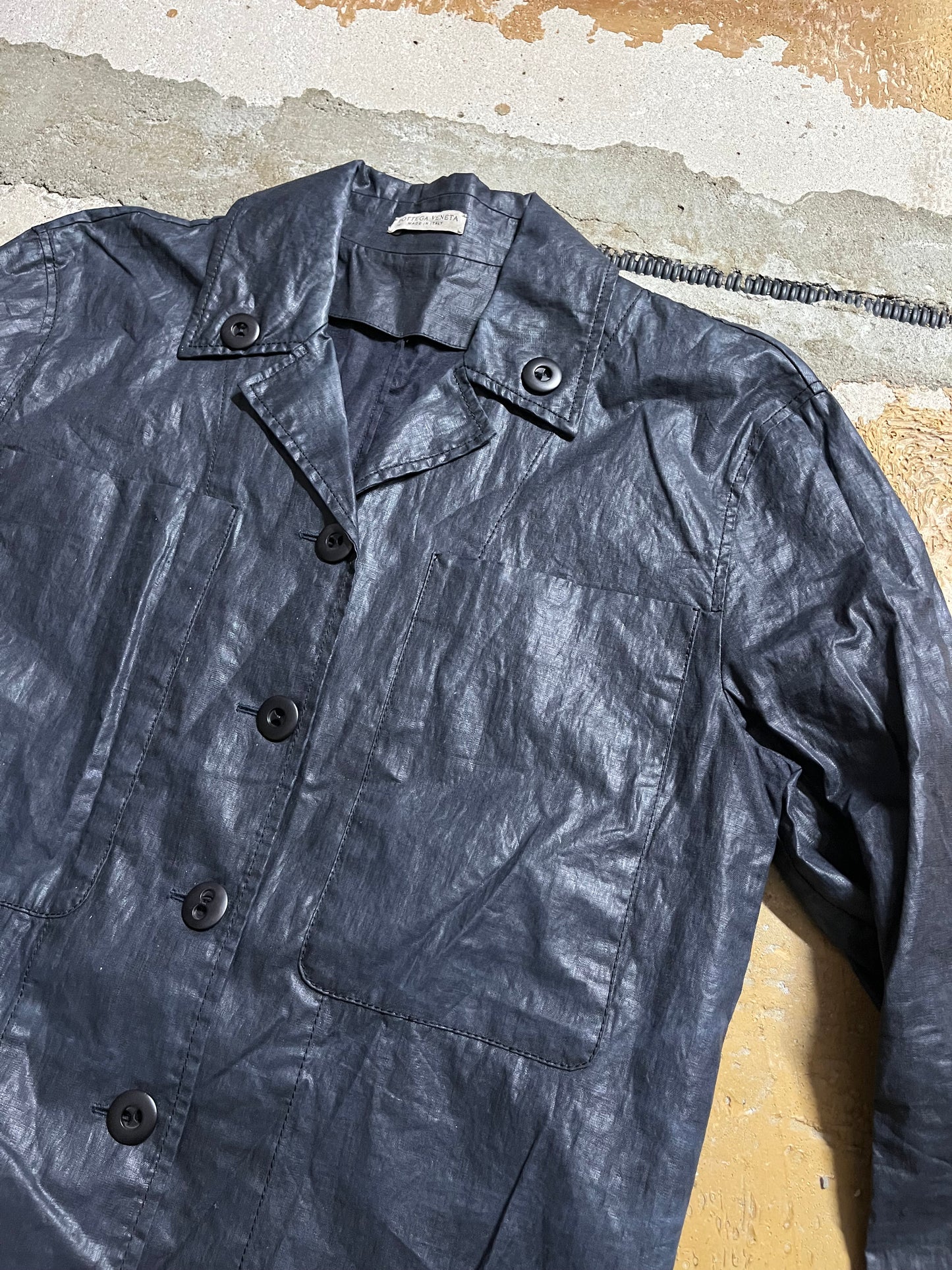 Bottega Venete waxed cotton military overshirt - XS