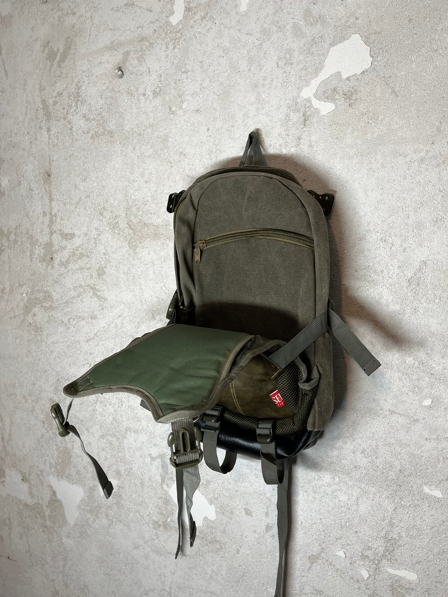 Diesel military cargo leather backpack