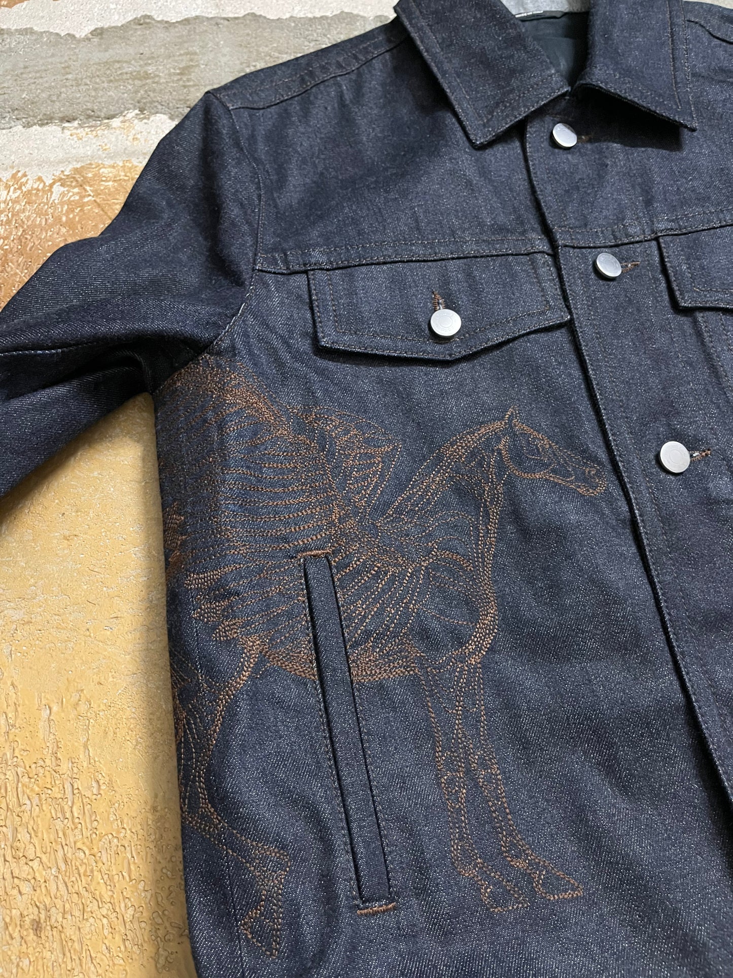 Hermes “Icones au Carre” embroidered denim jacket - S