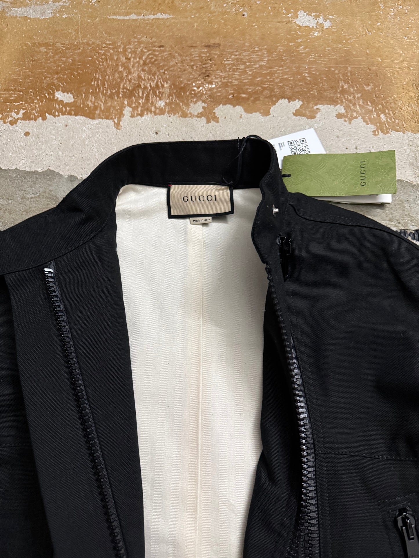 Gucci black asymmetrical zipper jacket - M