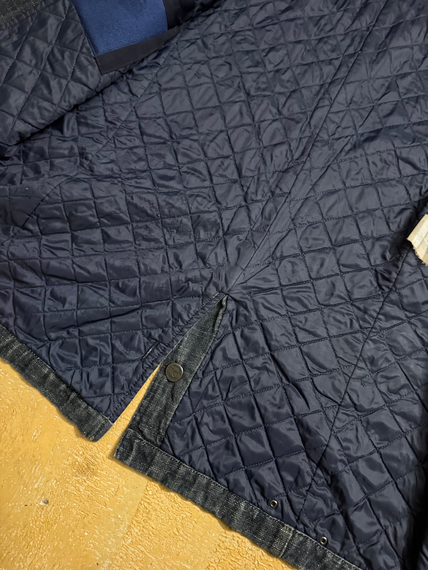 Armani Jeans Indigo denim hemp trenchcoat quilted jacket - L