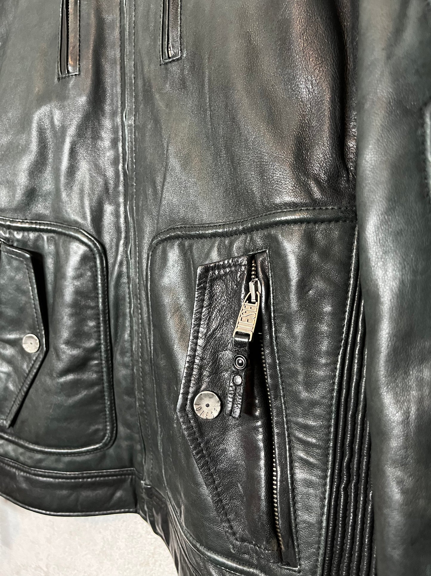 Diesel 2000s leather motor jacket - XL