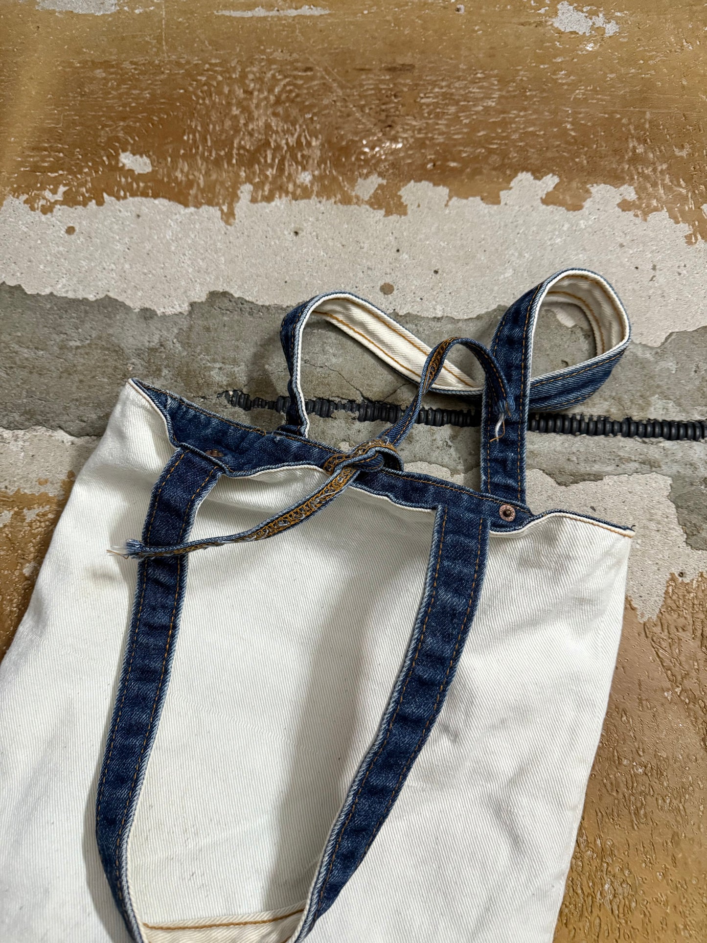 Evisu reversible denim tote bag